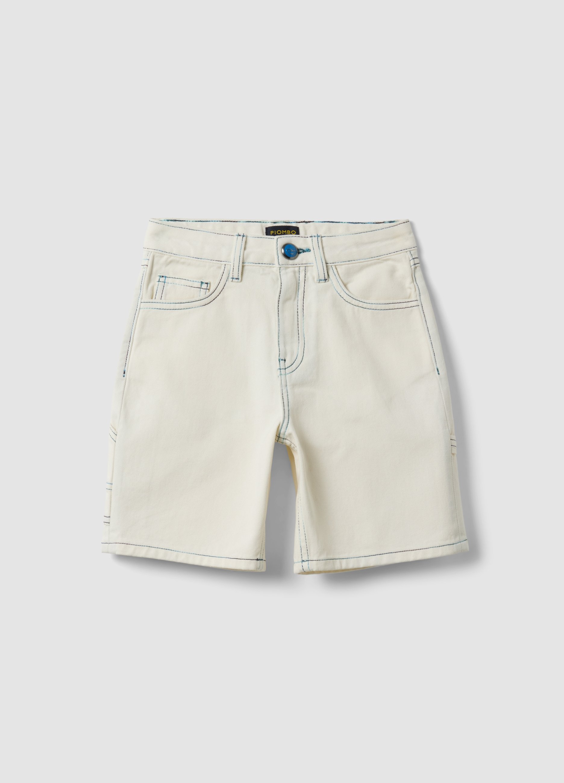 PIOMBO KIDS, Shorts Beige In Puro Cotone, Niño, Blanco, Talla: 10
