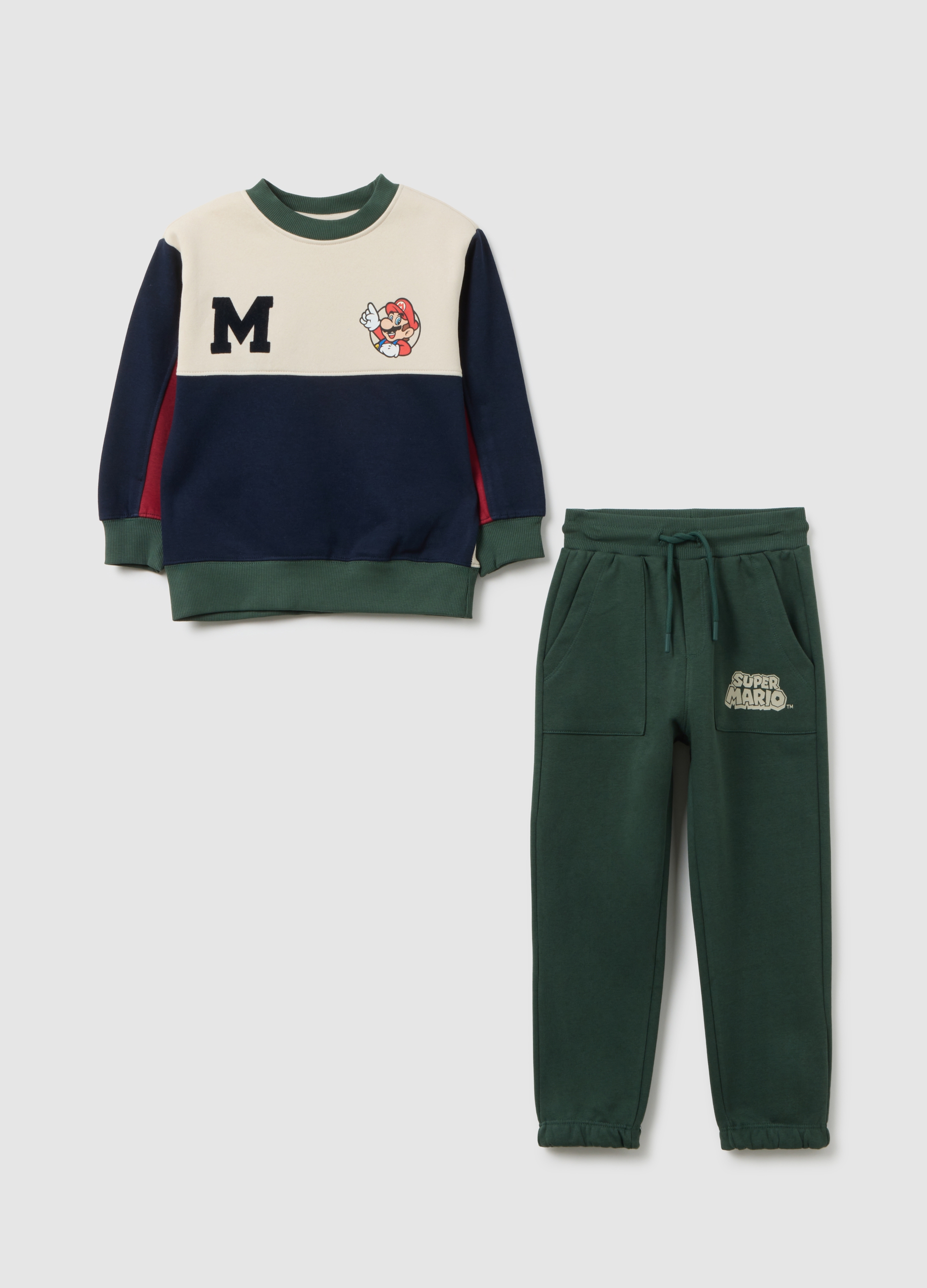 NINTENDO, Set Felpa Pantalone Multicolor Da Bambino In Misto Cotone Regular Fit, Multicolor, Taglia: 5-6