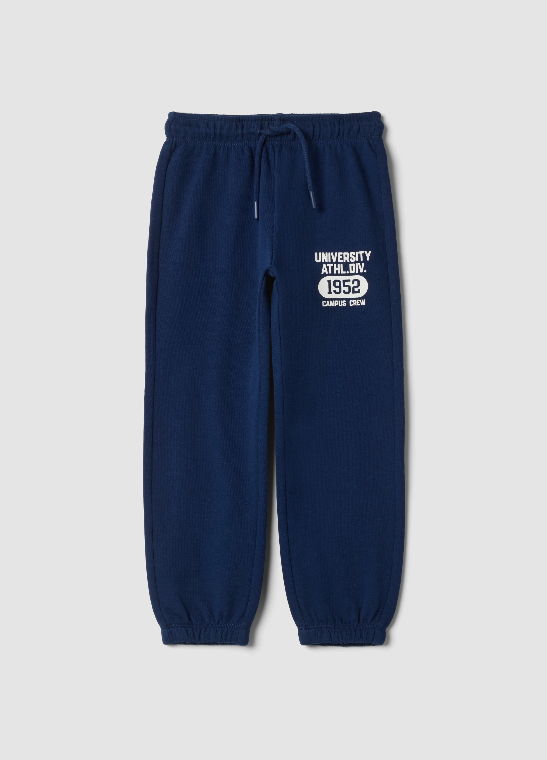 OVS KIDS, Pantaloni Jogger Blu In Puro Cotone Con Stampa, Bambino, Blu, Taglia: 4-5