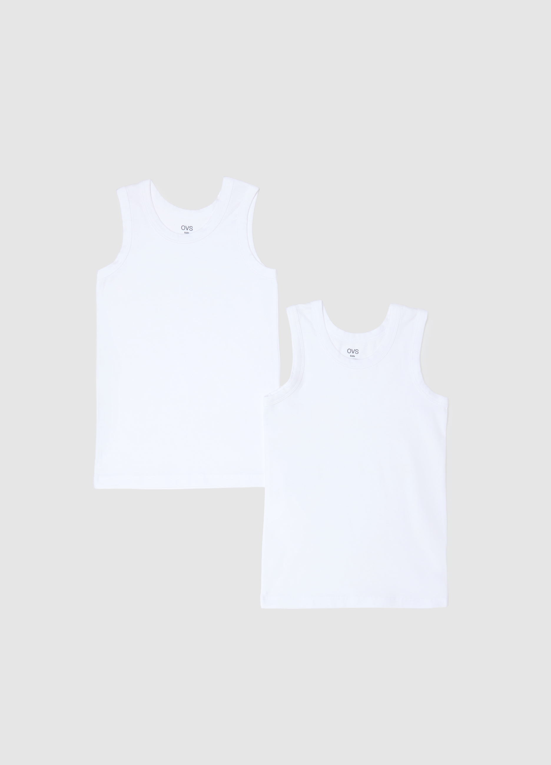 OVS KIDS, Bipack Canottiere In Cotone Elasticizzato Bianco Da Bambino Regular Fit, Bianco, Taglia: 5-6