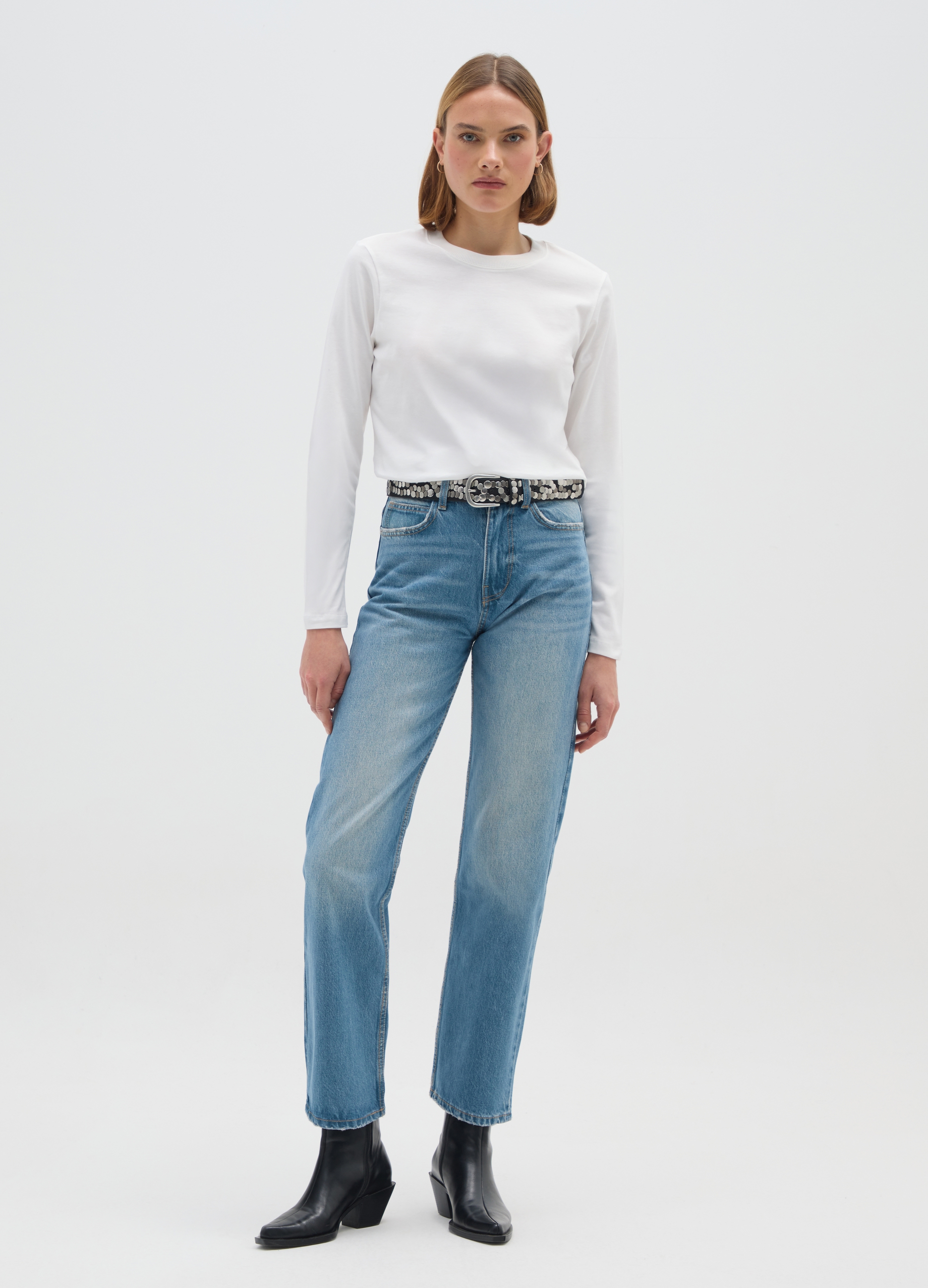 OVS, Vaqueros De Mezclilla De Pierna Ancha, Mujer, Azul claro, Talla: 34