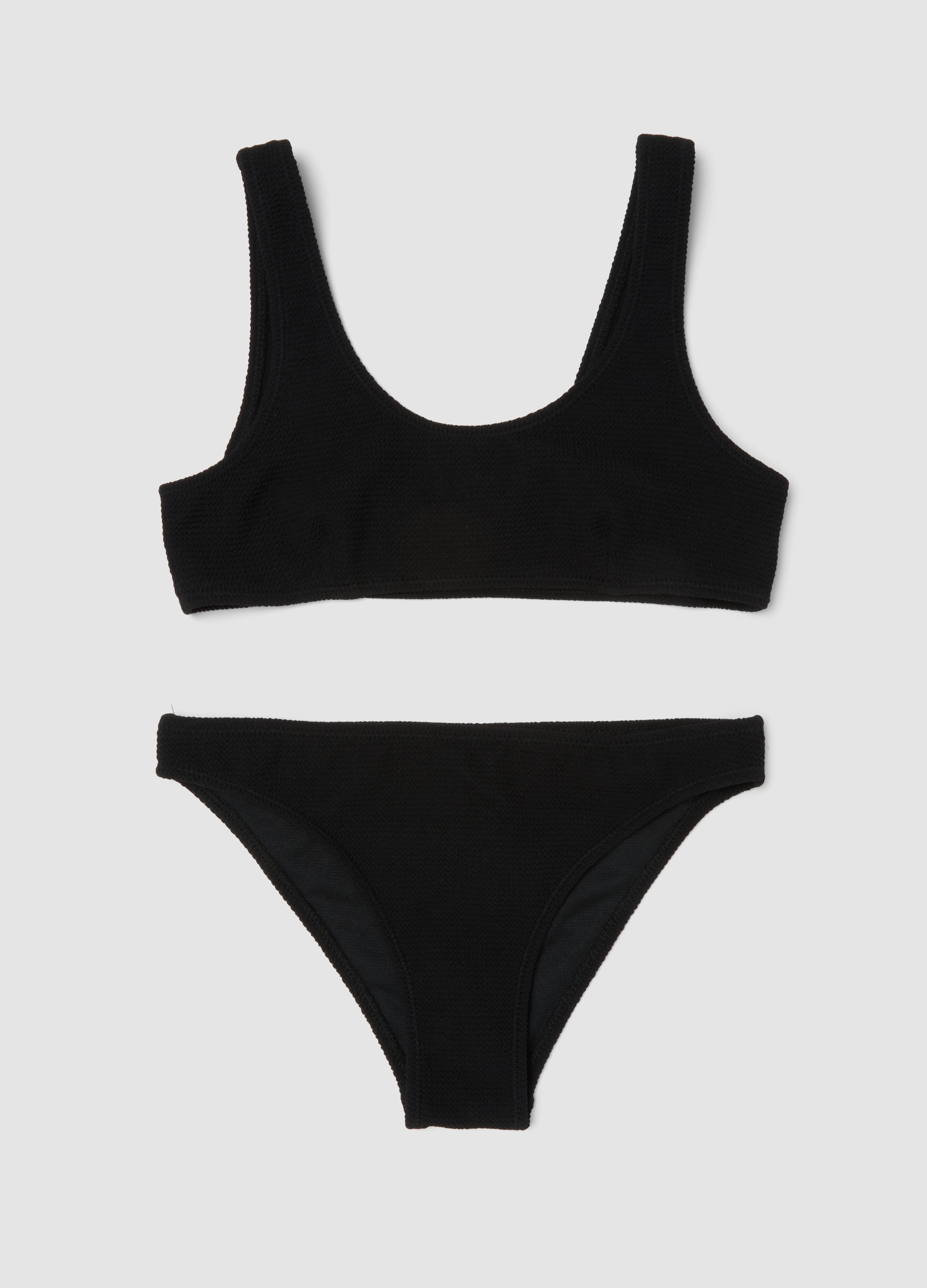 Ovs Kids Donna Nero Bikini In Tessuto Elasticizzato Testurizzato, Bambina, Taglia: 12-13