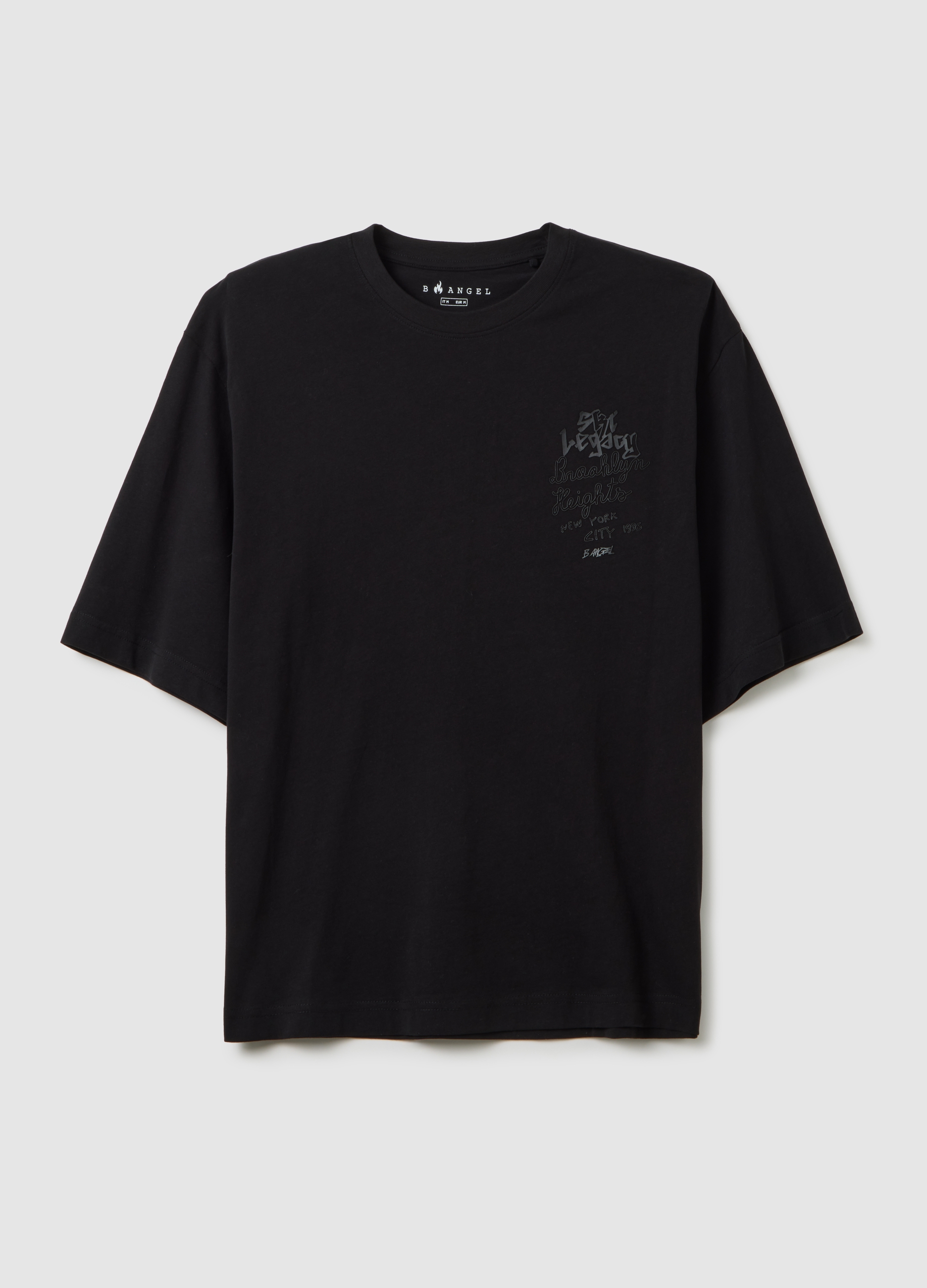 Camiseta Negra De Algodón Puro Con Ajuste Regular, Hombre, Gunmetal, Talla: S