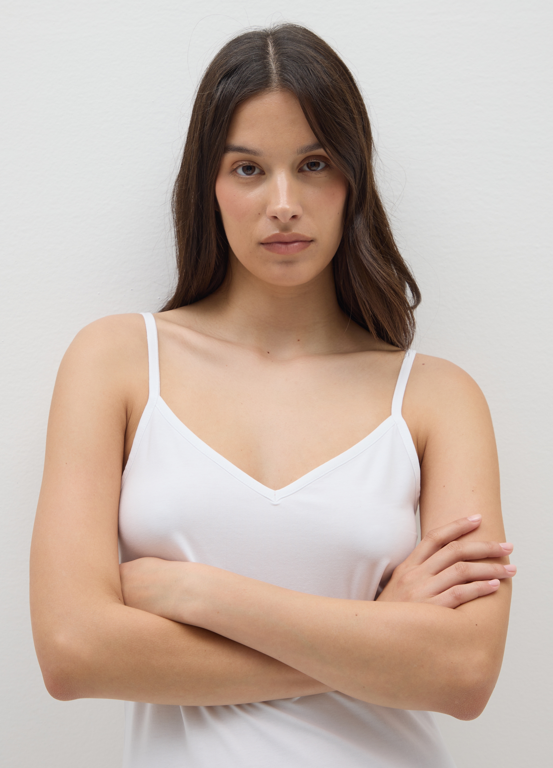 Top Blanco De Algodón Elástico Para Mujer Ajuste Regular, Mujer, Blanco óptico, Talla: XL