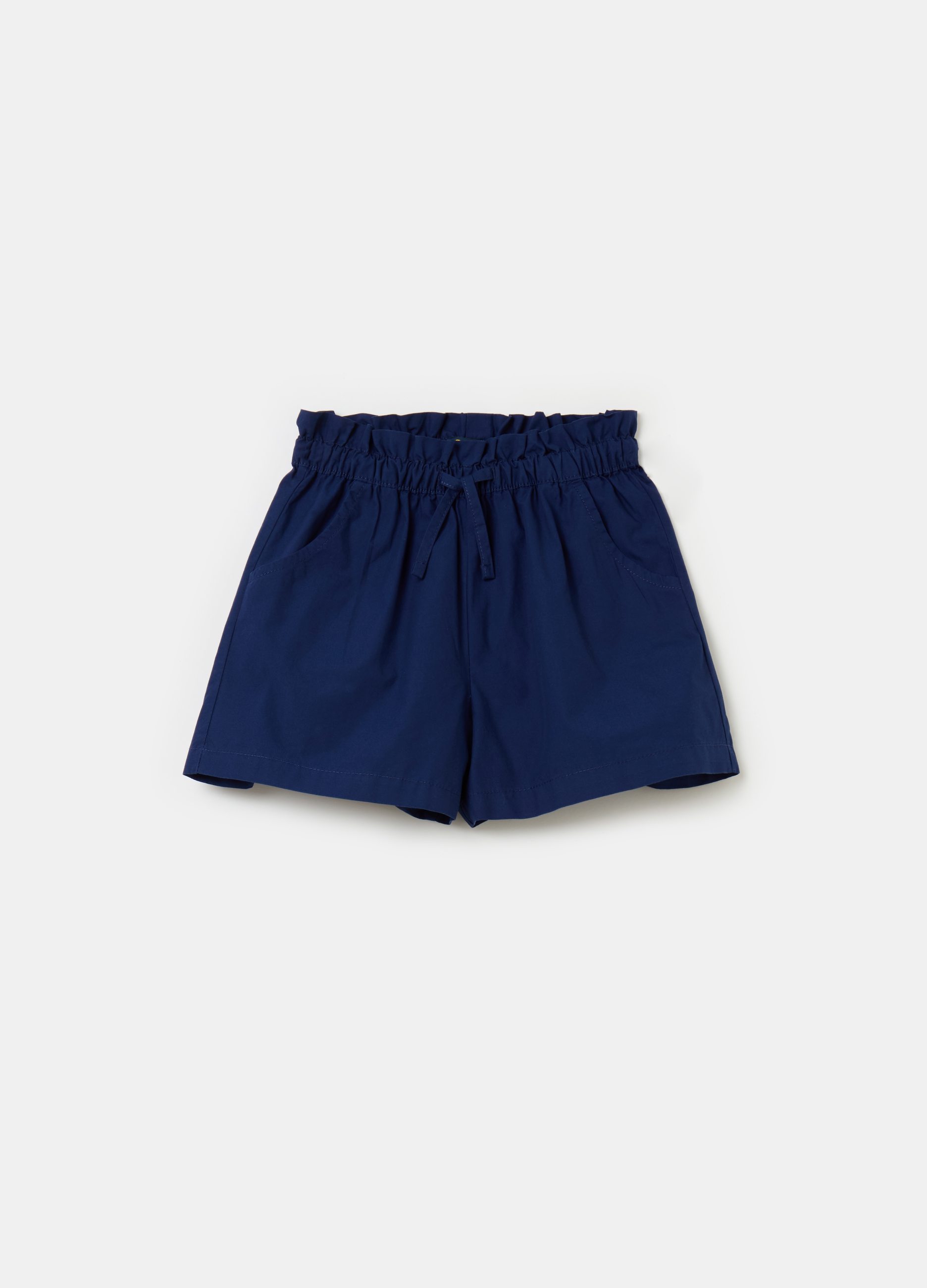 OVS, Shorts Paper Bag In Cotone Con Coulisse, Bambina, Blu, Taglia: 4-5