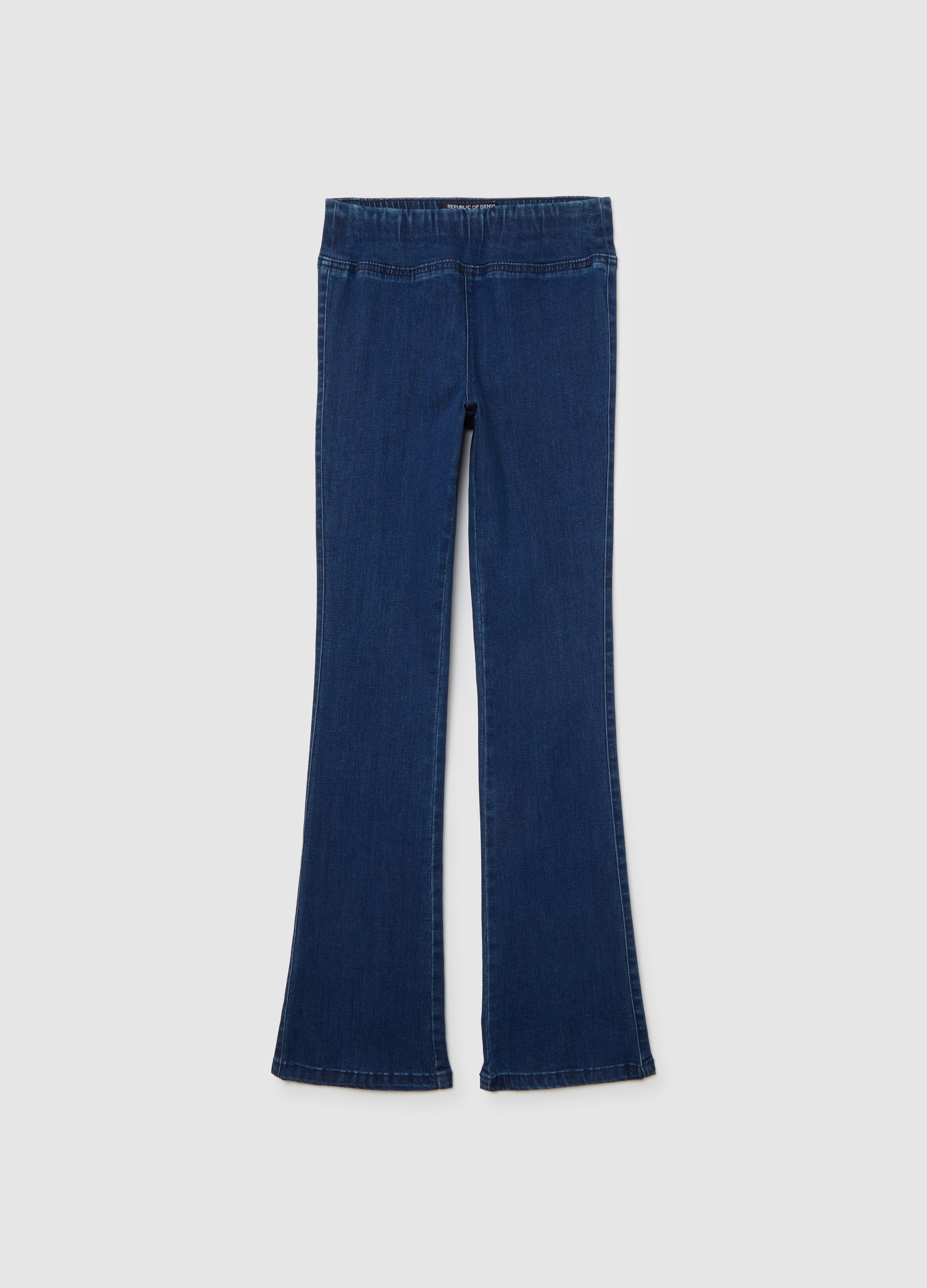 Pantalones De Campana Azul En Mezcla De Algodón, Mujer, Azul oscuro, Talla: 40