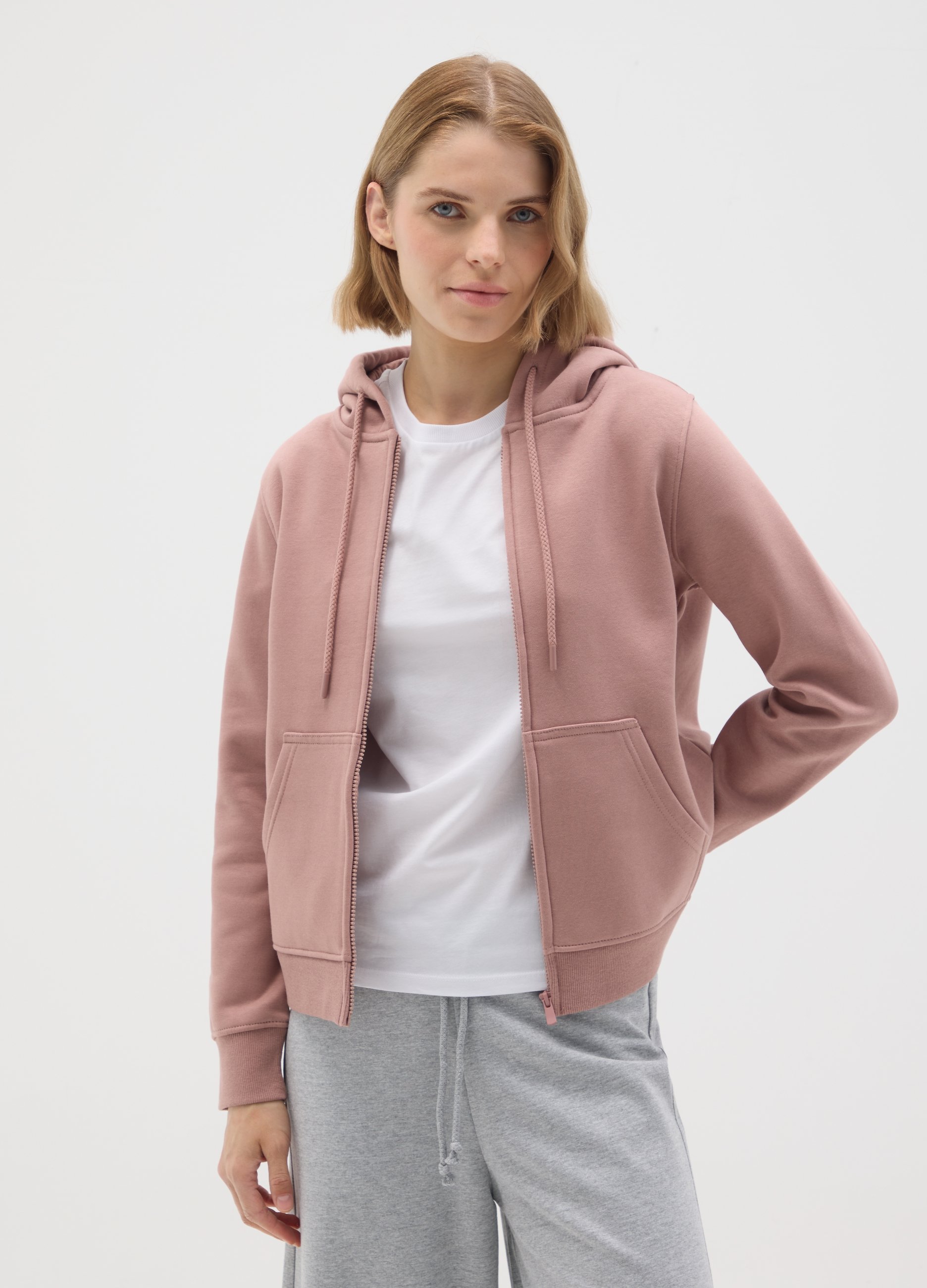 OVS, Rosa Regular Fit Baumwollmix Sweatshirt, Frau, Puderrosa, Größe: 34
