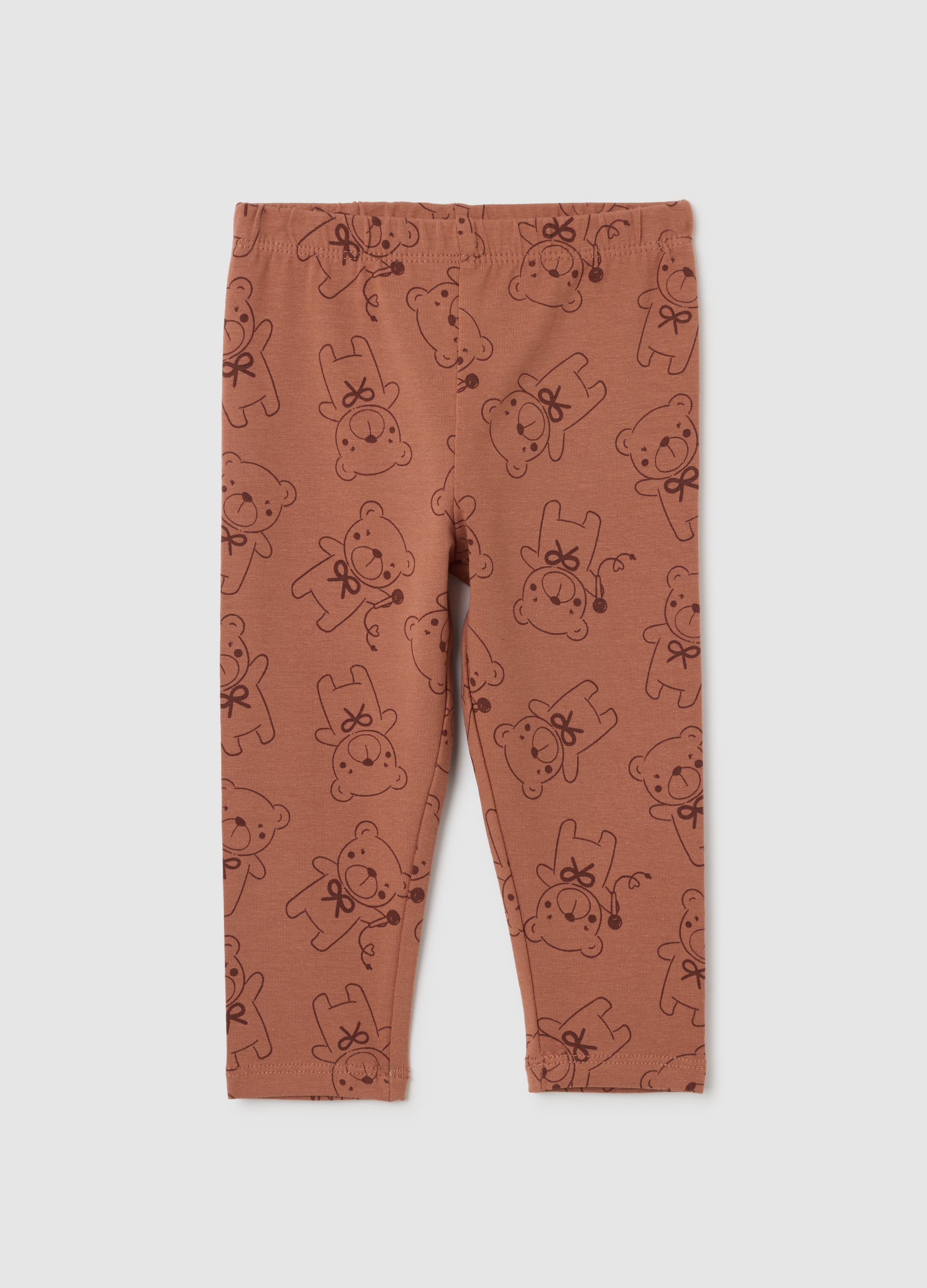 Leggings Da Neonata In Cotone Elasticizzato Marroni, Niña, Marrón, Talla: 24-30