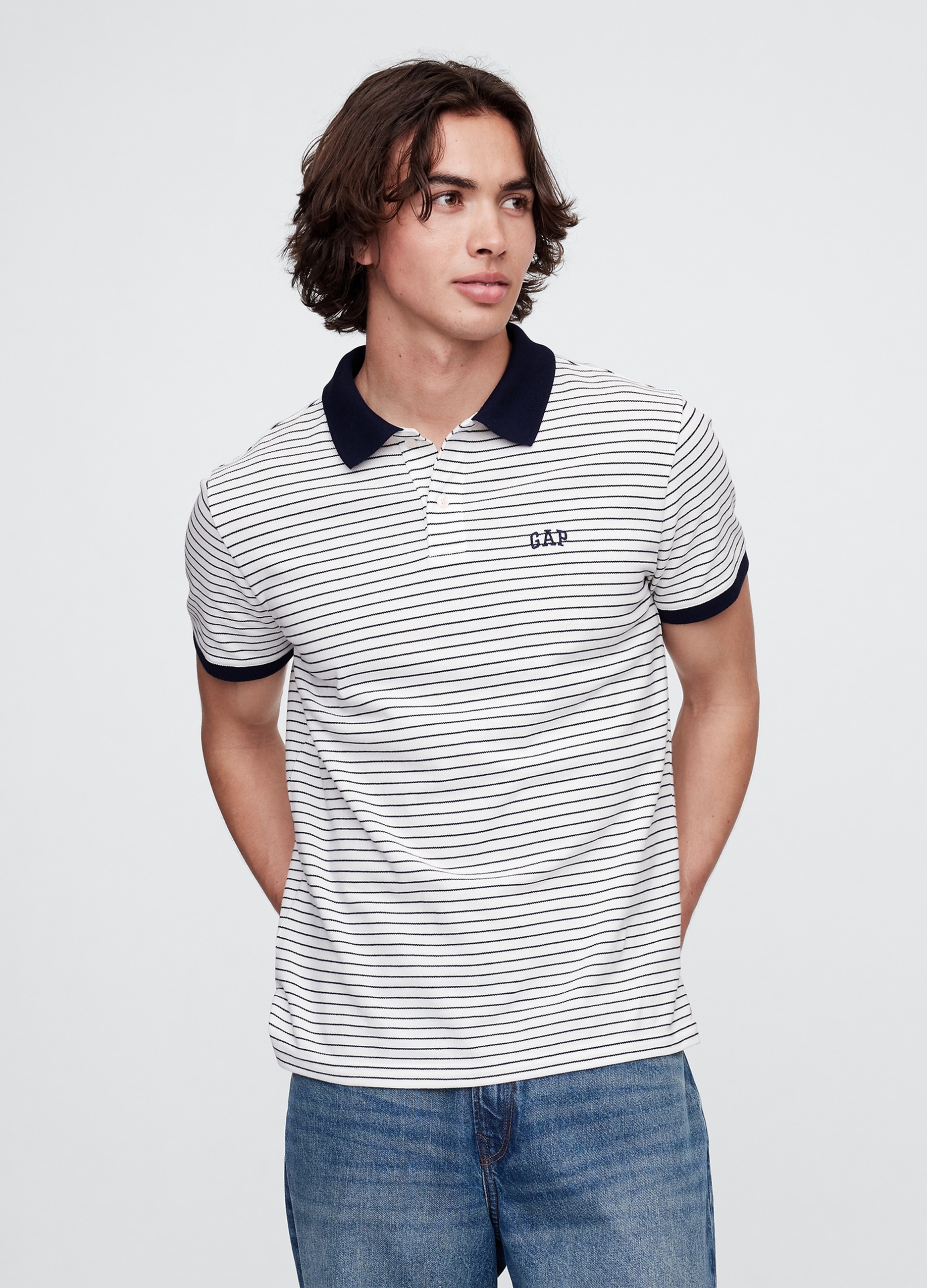 GAP, Polo In Cotone Elasticizzato, Uomo, Bianco, Taglia: L