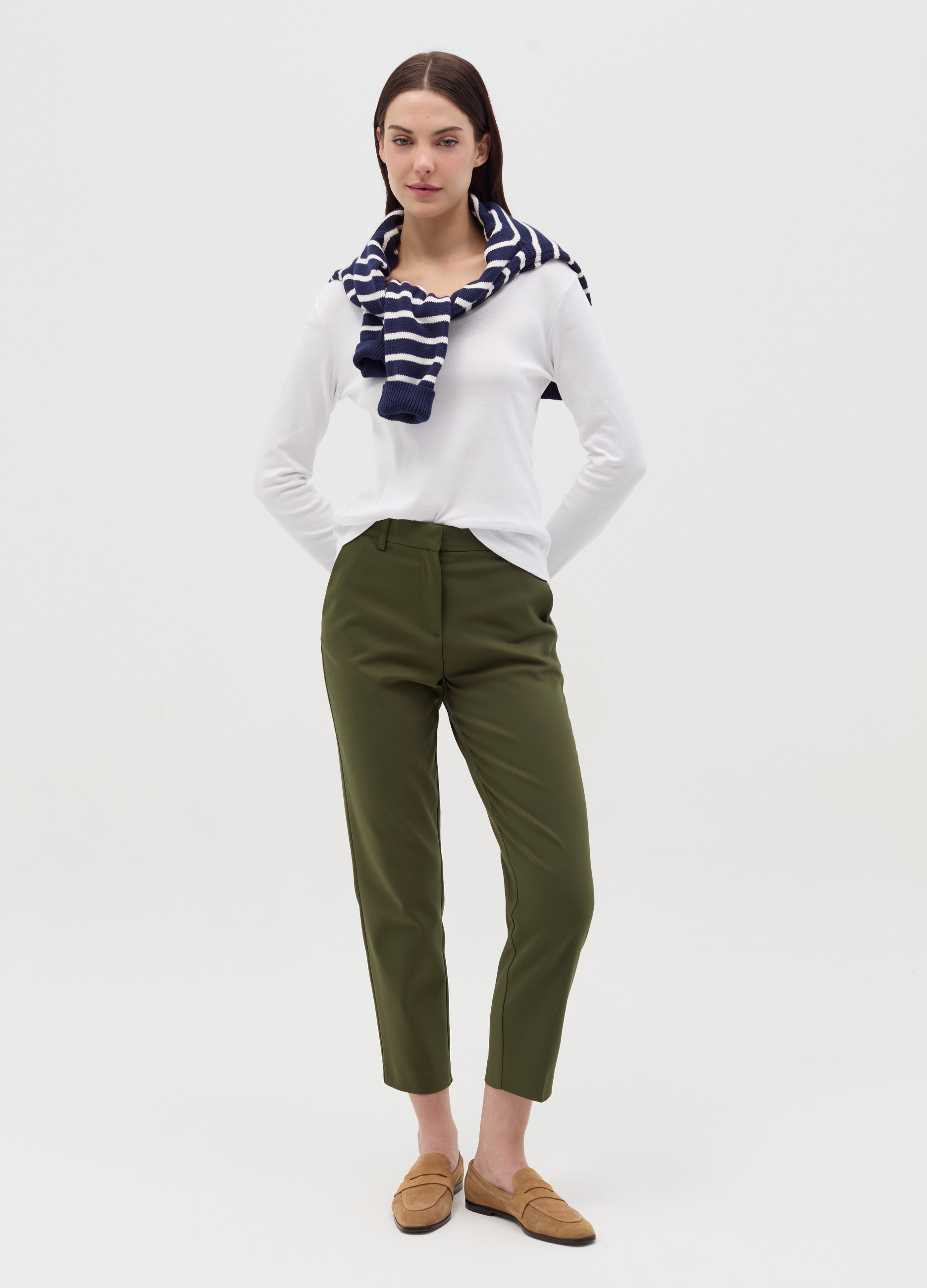 OVS , Pantaloni Chino Con Tasche, Donna, Verde, Taglia: 40