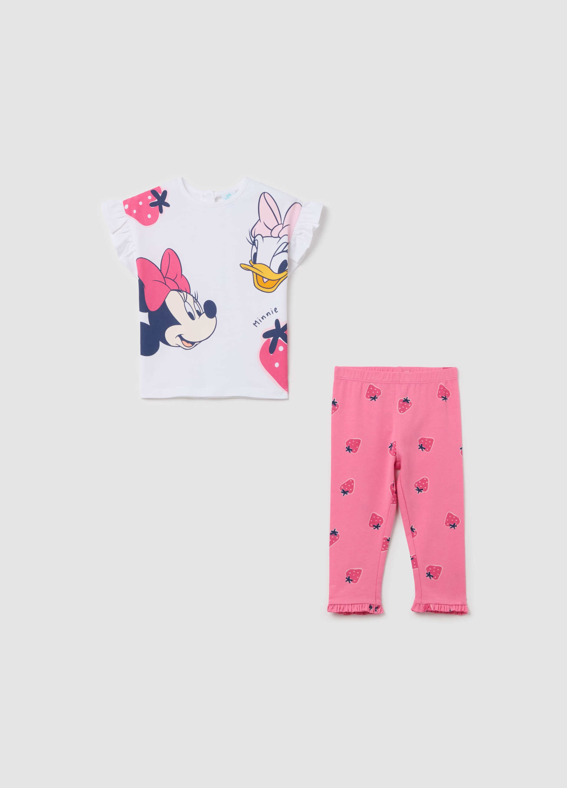 FAGOTTINO, Jogging Set In Cotone Stretch Stampa Minnie E Paperina, Bambina, Multicolor, Taglia: 18-24