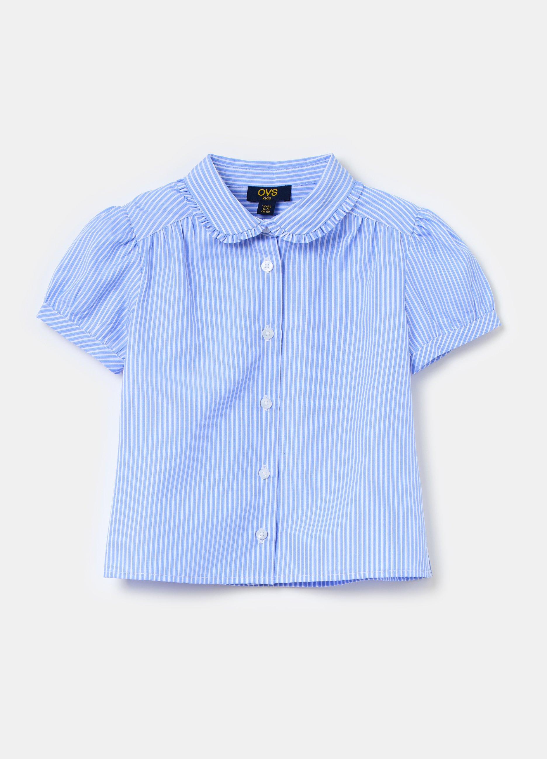 OVS, Camicia A Maniche Corte Fantasia A Righe, Bambina, Multicolor, Taglia: 9-10