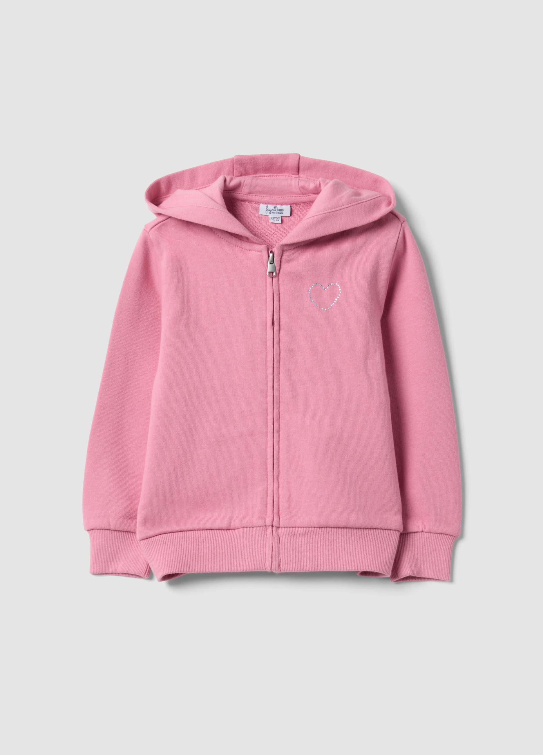 FAGOTTINO, Felpa Rosa Con Cappuccio In Puro Cotone Organico Con Stella Regular Fit Per Bimba, Bambina, Rosa, Taglia: 12-18