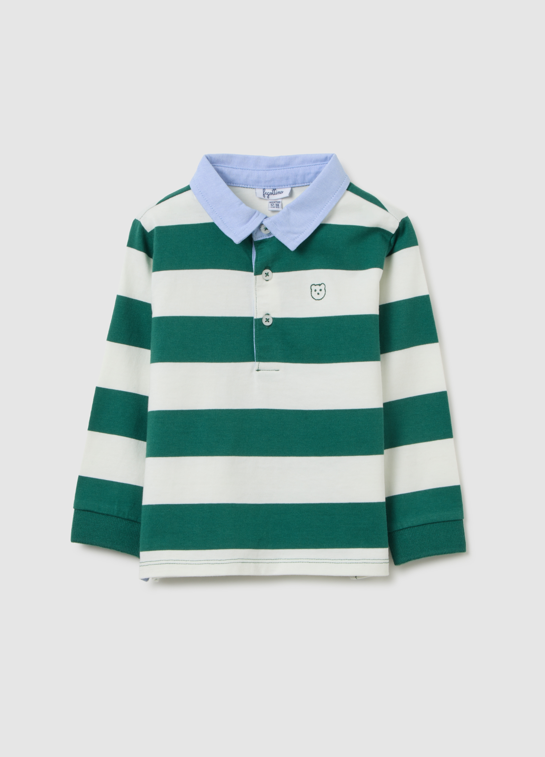 Polo Infantil En Puro Algodón Multicolor Ajuste Regular, Niño, Green/White, Talla: 24-30