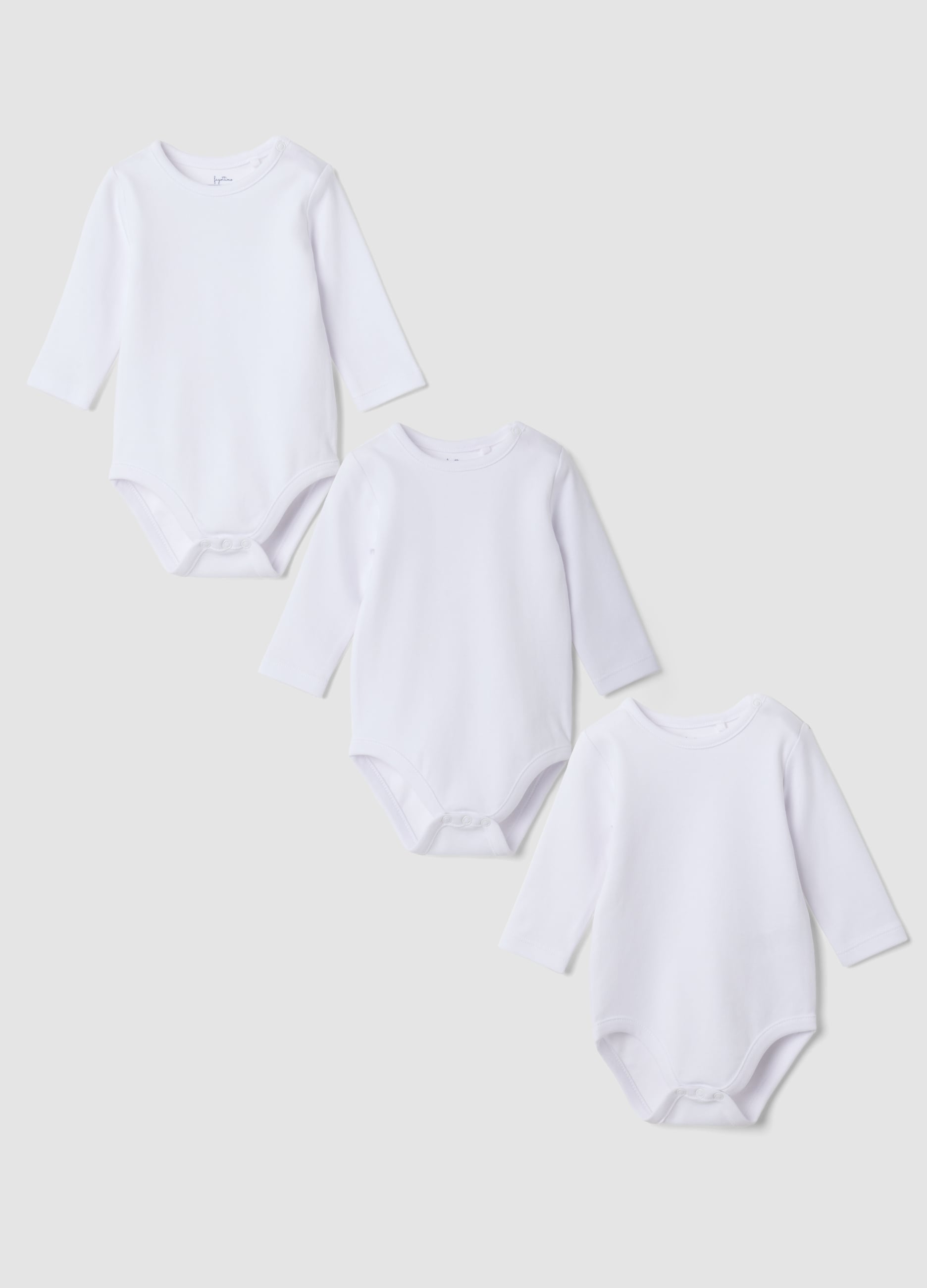 FAGOTTINO, Tripack Di Body Bianchi In Puro Cotone Organico Girocollo, Unisex, Bianco, Taglia: 3-6