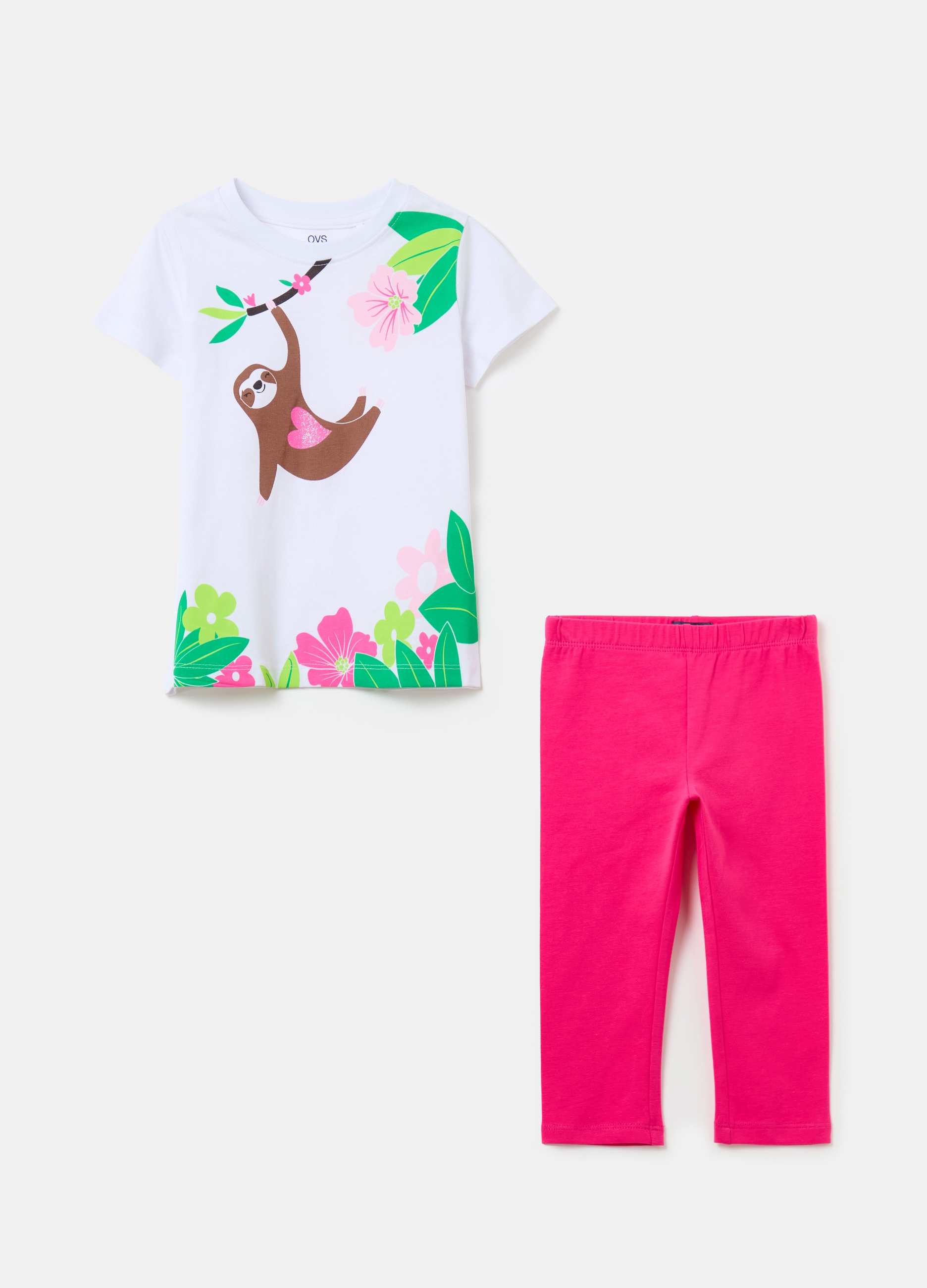 OVS, Jogging Set Con Stampa E Glitter, Bambina, Multicolor, Taglia: 8-9