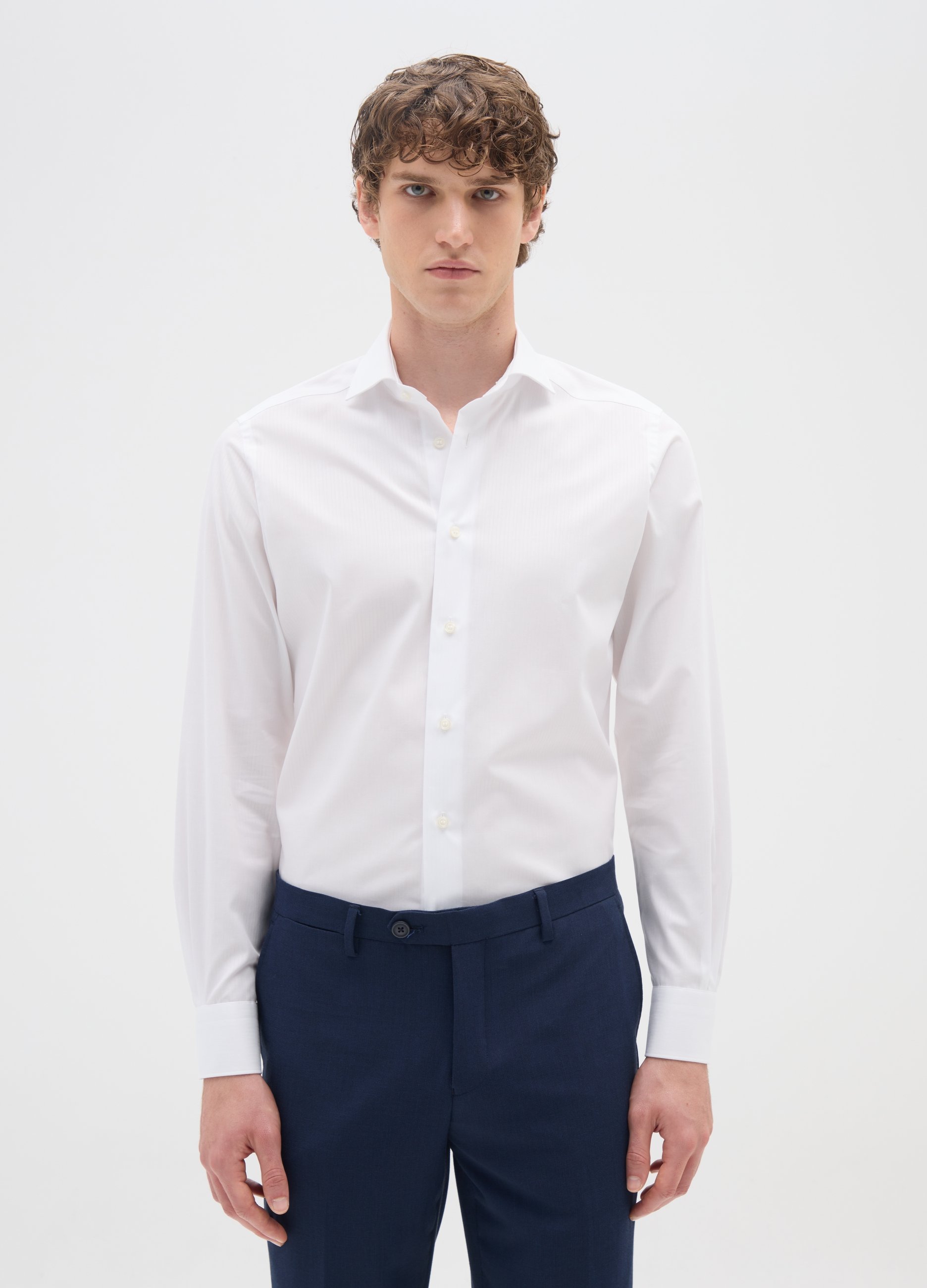 OVS, Camisa Blanca Ajustada De Puro Algodón, Hombre, Blanco óptico, Talla: 39