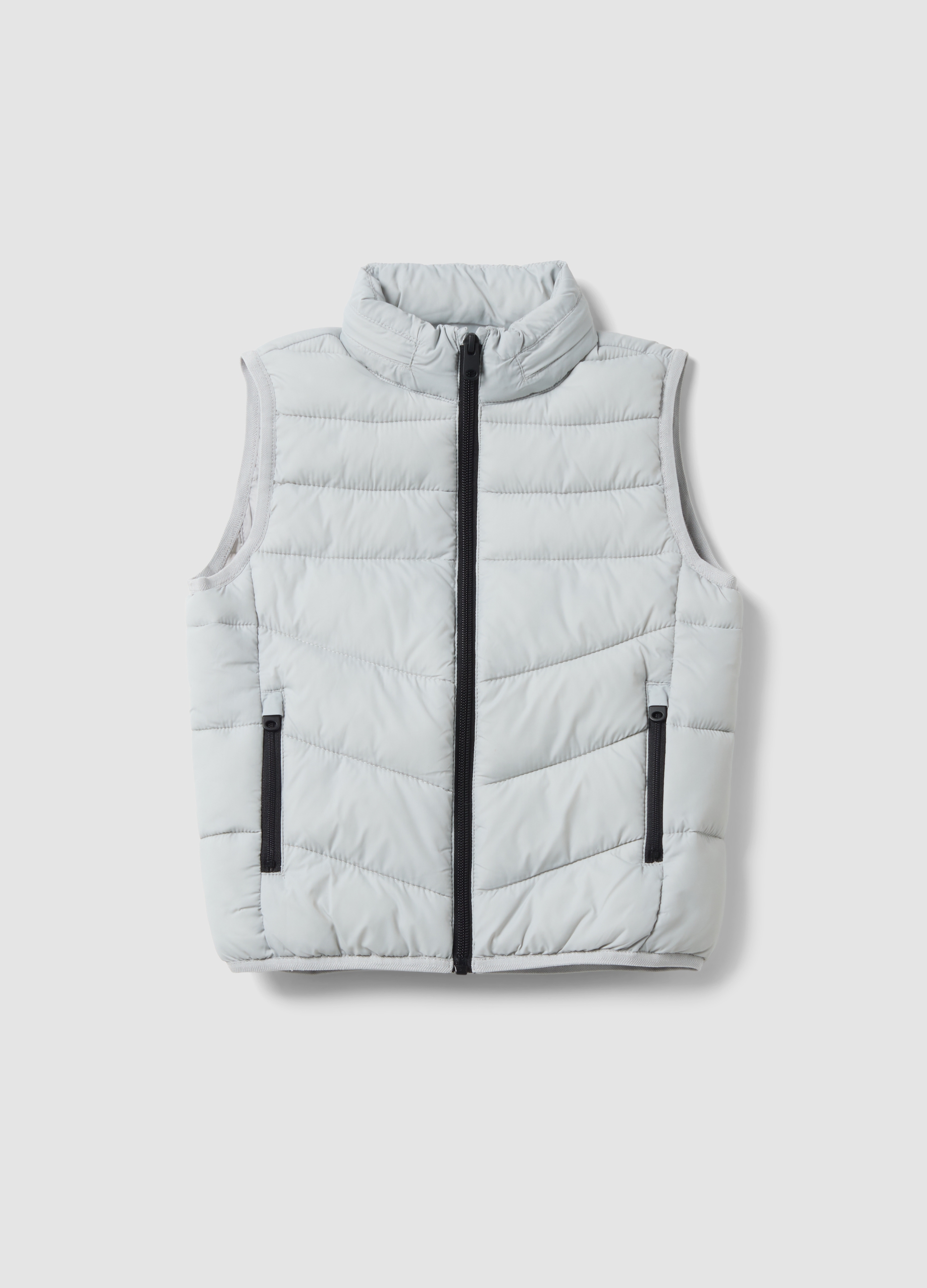 OVS KIDS, Gilet Ultralight Grigio Imbottito Con Zip E Collo Alto Per Bambino, Grigio, Taglia: 9-10