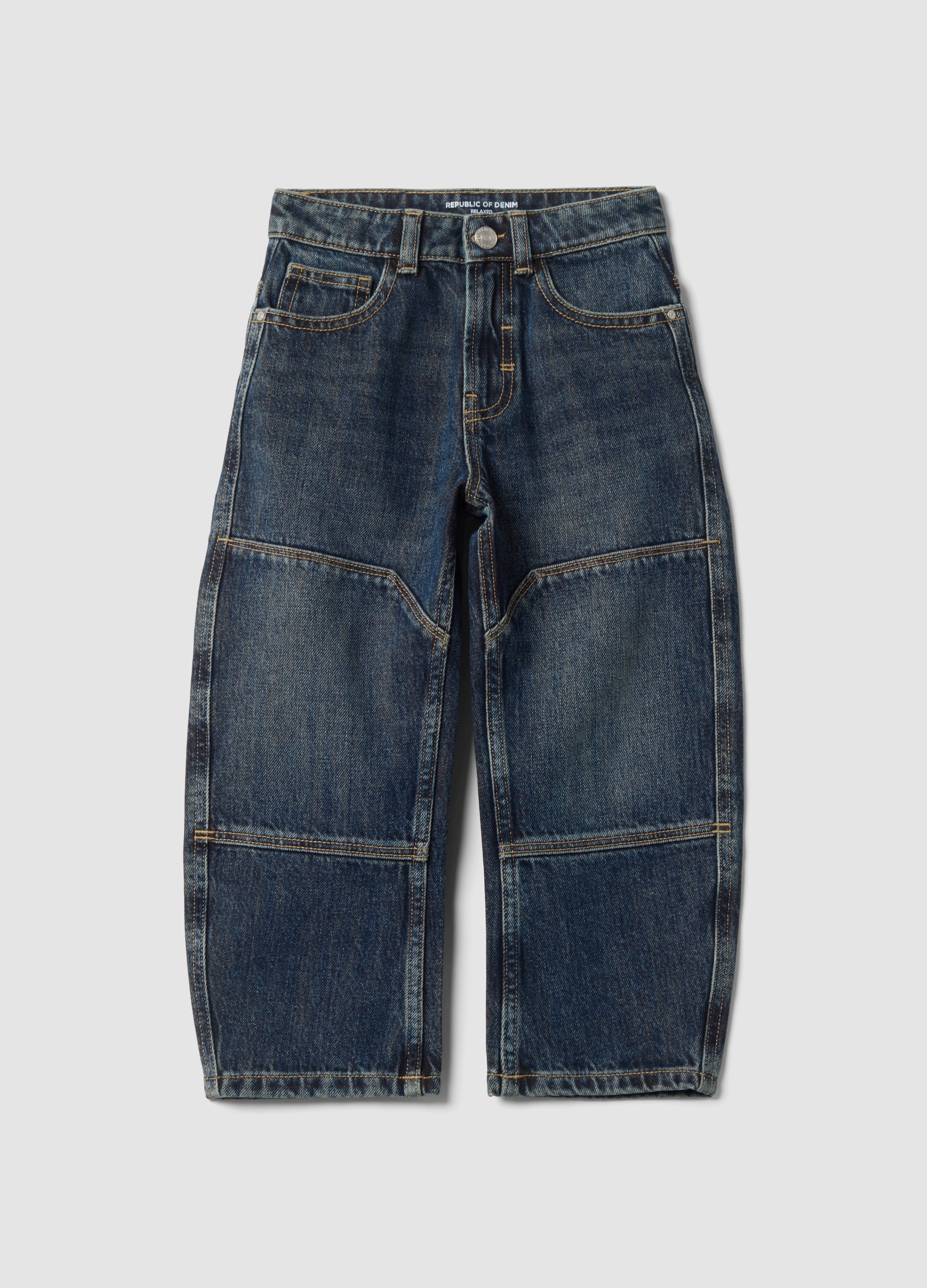 REPUBLIC OF DENIM, Jeans Blu In Puro Cotone Relaxed Fit Per Bambino, Blu, Taglia: 3-4