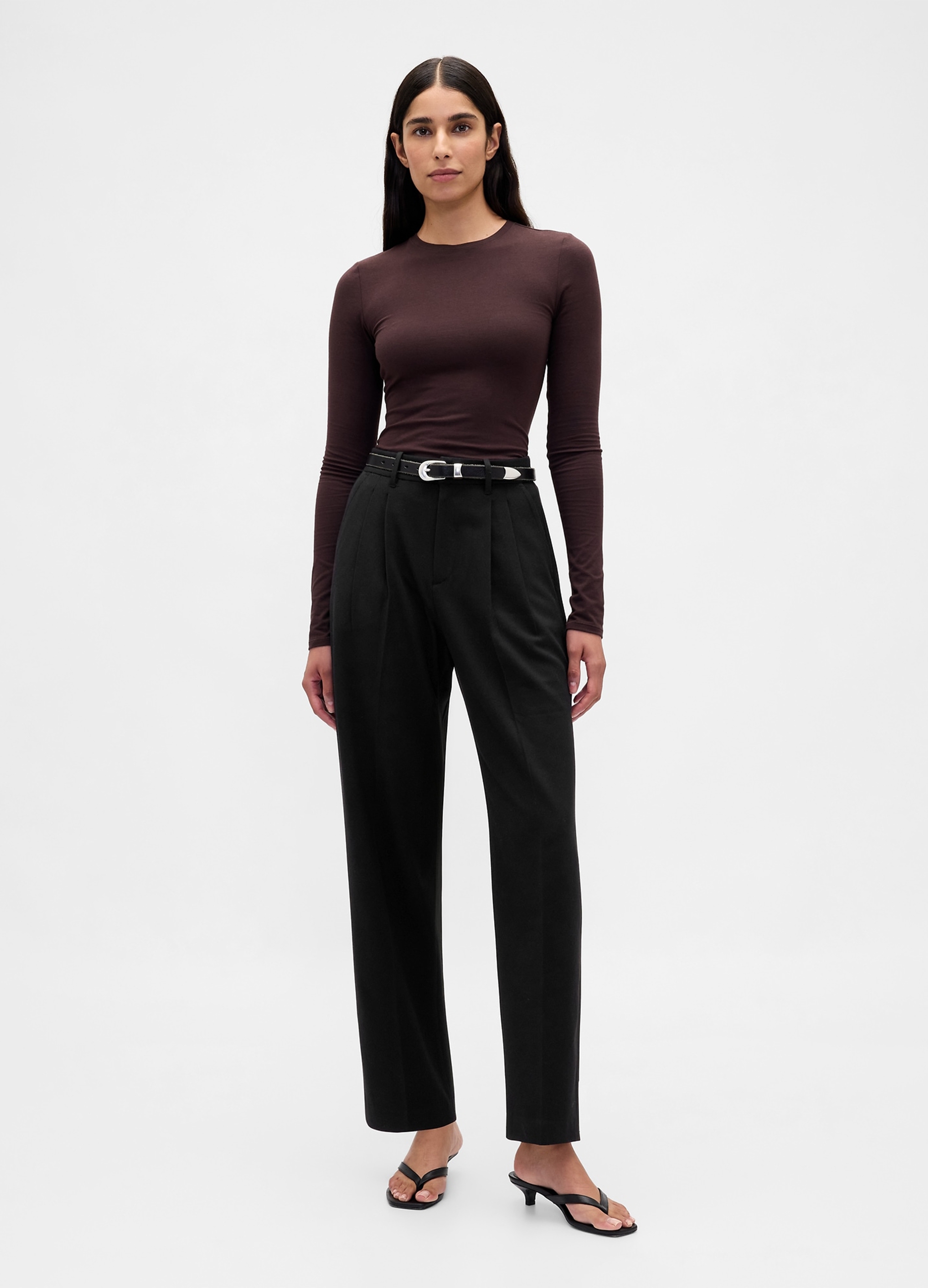 GAP, Pantaloni A Palazzo Chino Elasticizzati, Donna, Nero, Taglia: 36