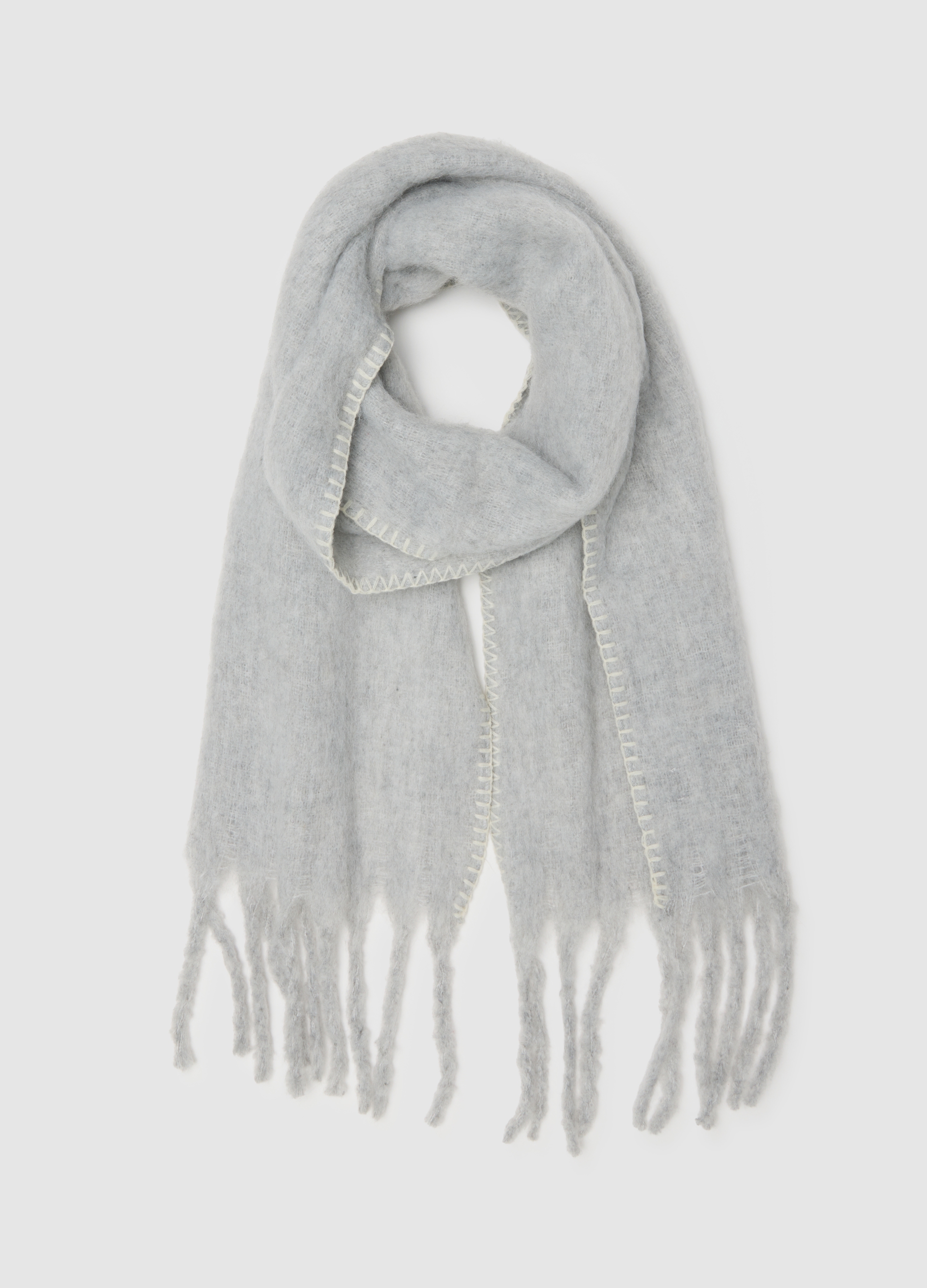 OVS, Sciarpa Grigia Con Frange, Donna, Grigio, Taglia: ONE SIZE