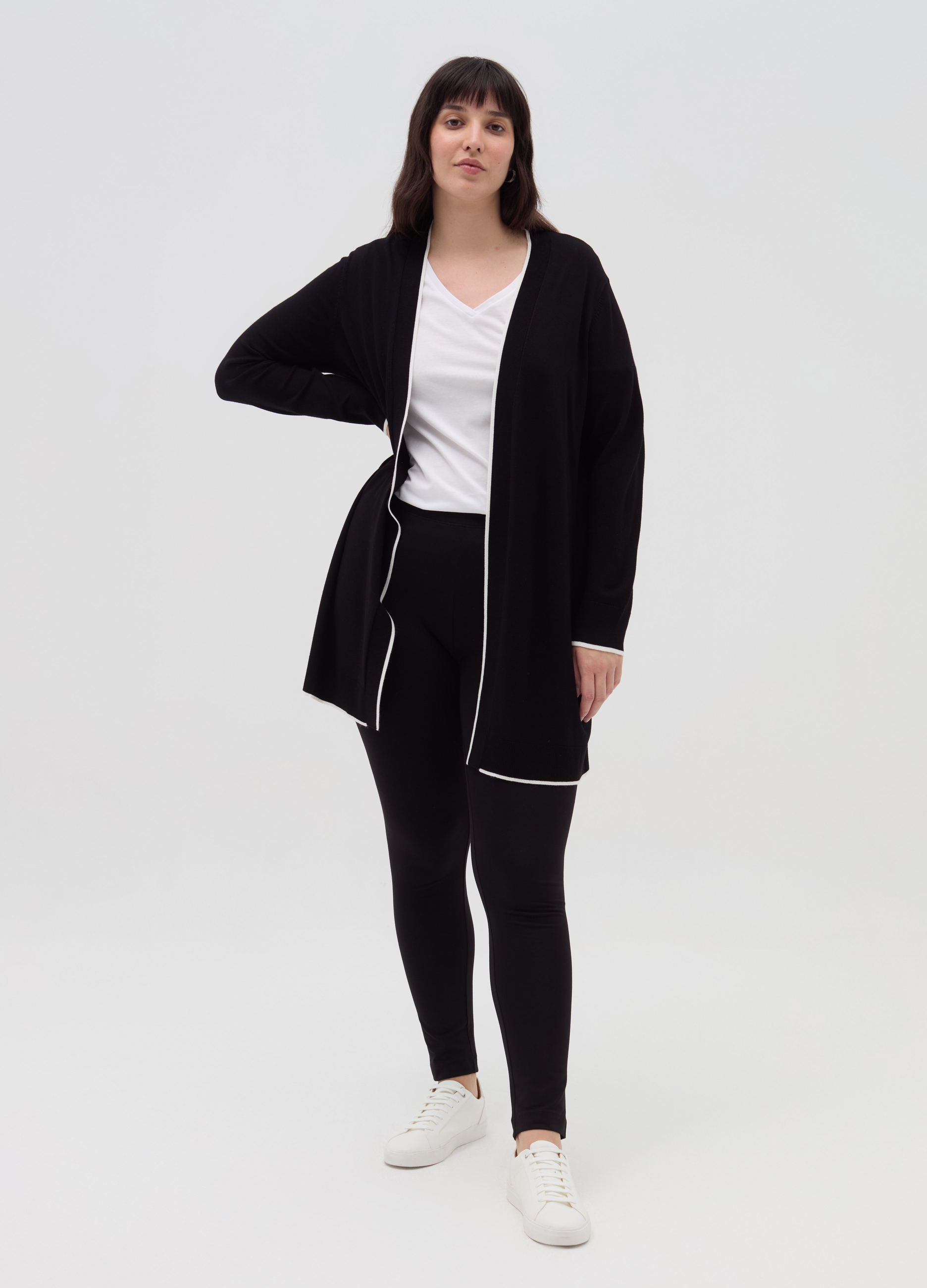 MYA, Leggings In Cotone Stretch Curvy, Donna, Nero, Taglia: L