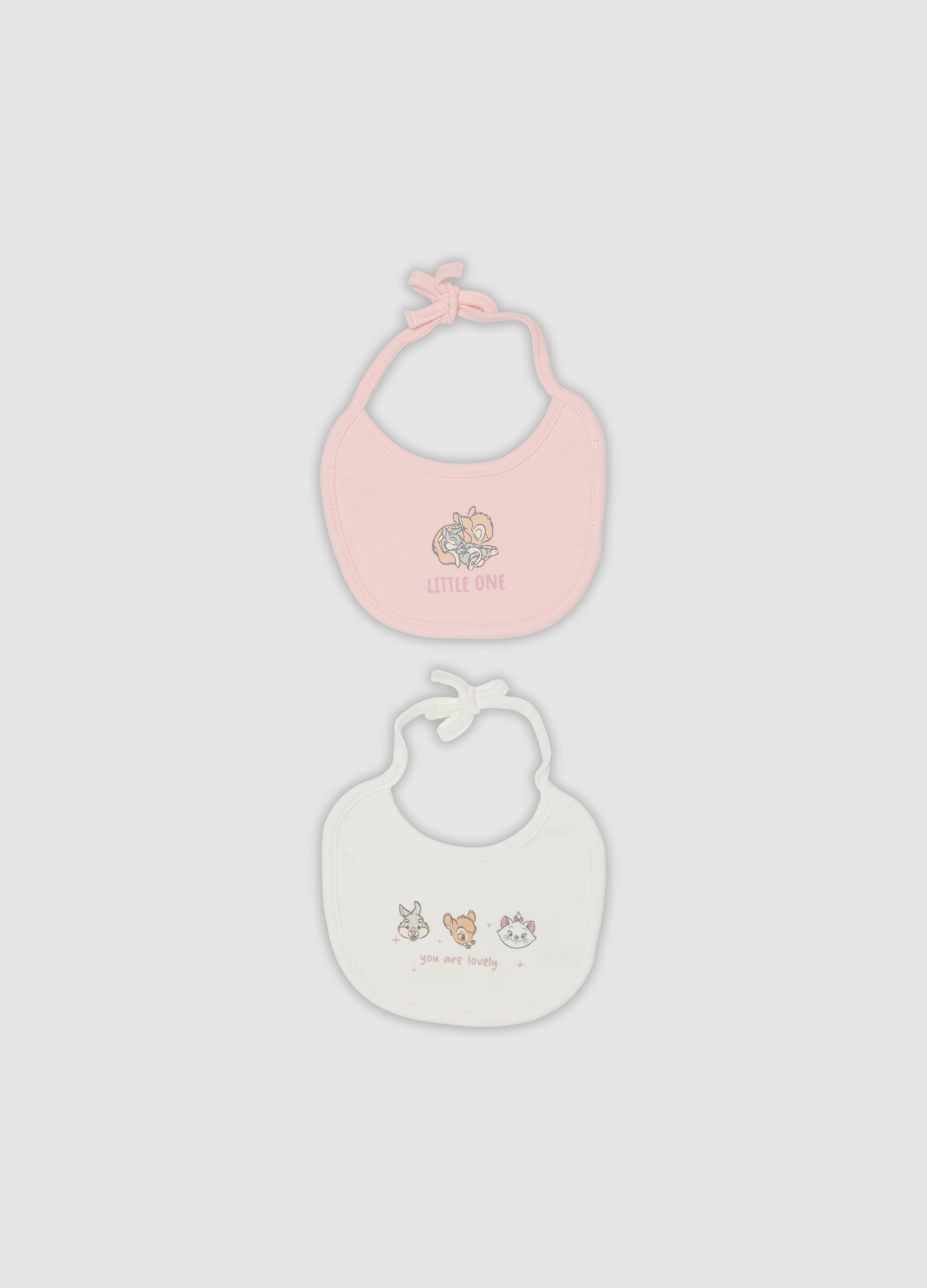 FAGOTTINO, Bipack Bavaglini Rosa E Bianco In Puro Cotone Organico Con Stampa Disney, Neonata, Bianco, Taglia: T.U.