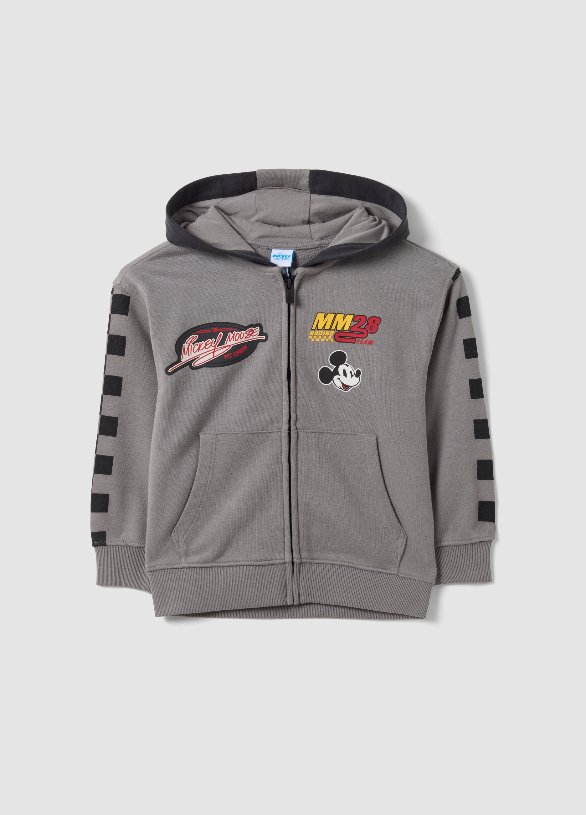DISNEY, Felpa Grigia In Misto Cotone Con Cappuccio E Stampe Mickey Per Bambino, Grigio, Taglia: 5-6