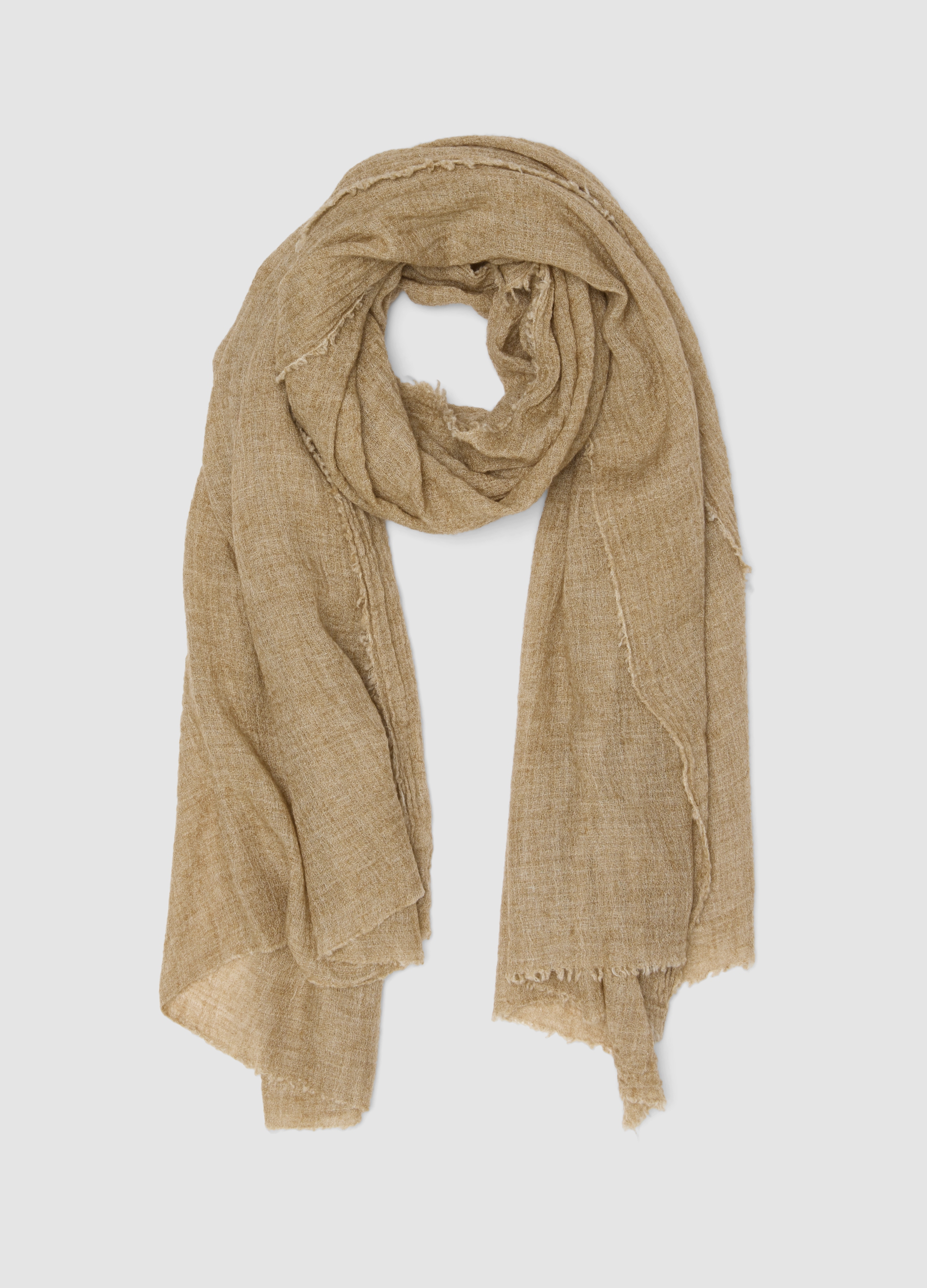 LES COPAINS, Sciarpa Beige In Misto Lana Con Bordi Sfrangiati, Donna, Beige, Taglia: ONE SIZE