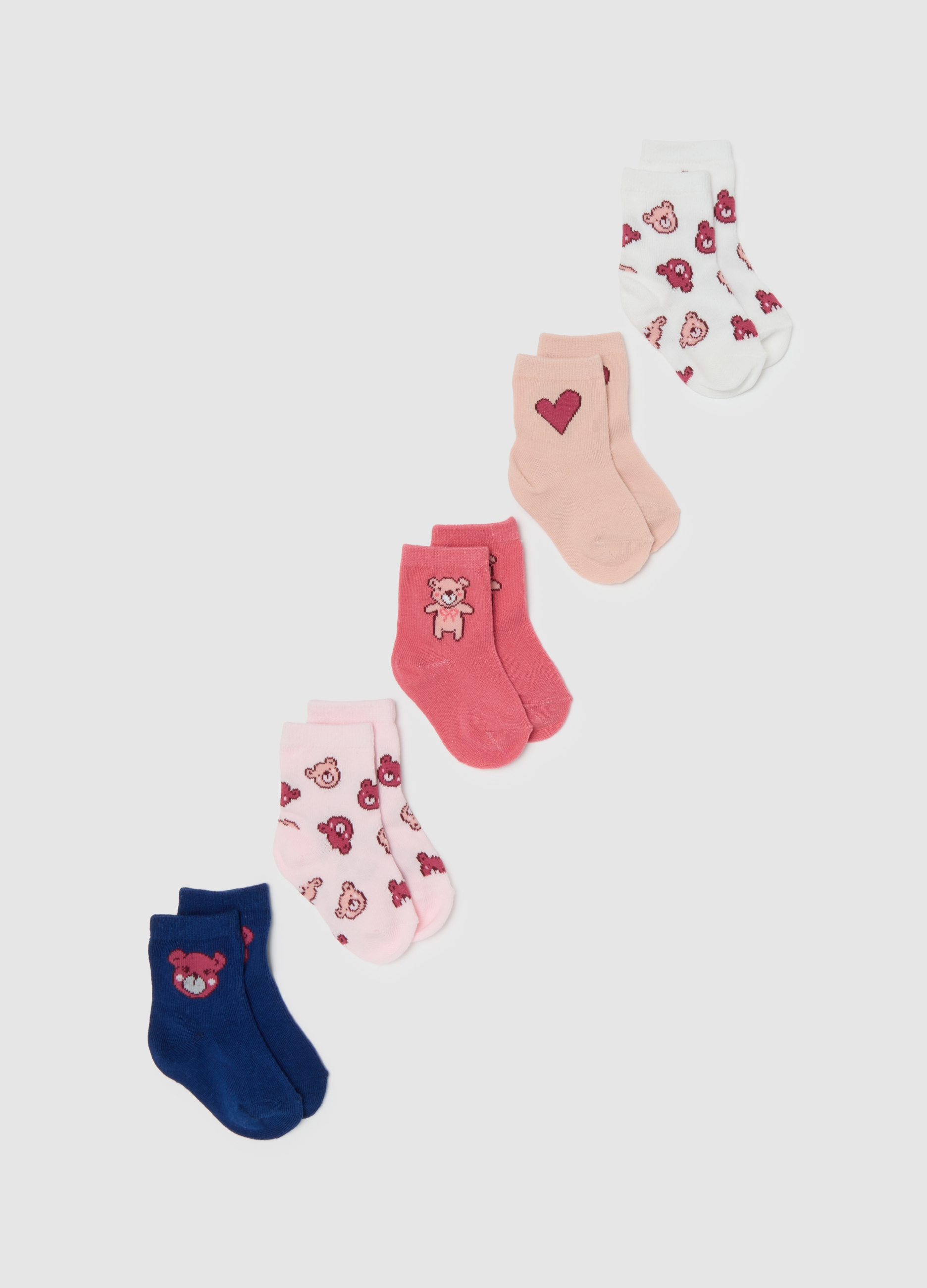 FAGOTTINO, Multipack Di Cinque Calze Multicolor Da Neonata In Misto Cotone, Bambina, Multicolor, Taglia: 12-18