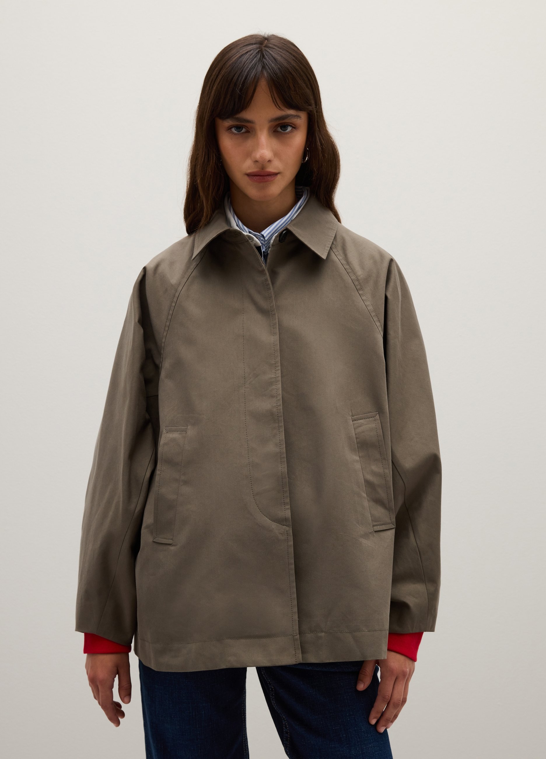 OVS, Chaqueta En Mezcla De Algodón Marrón De Ajuste Regular, Mujer, Marrón/Gris, Talla: S