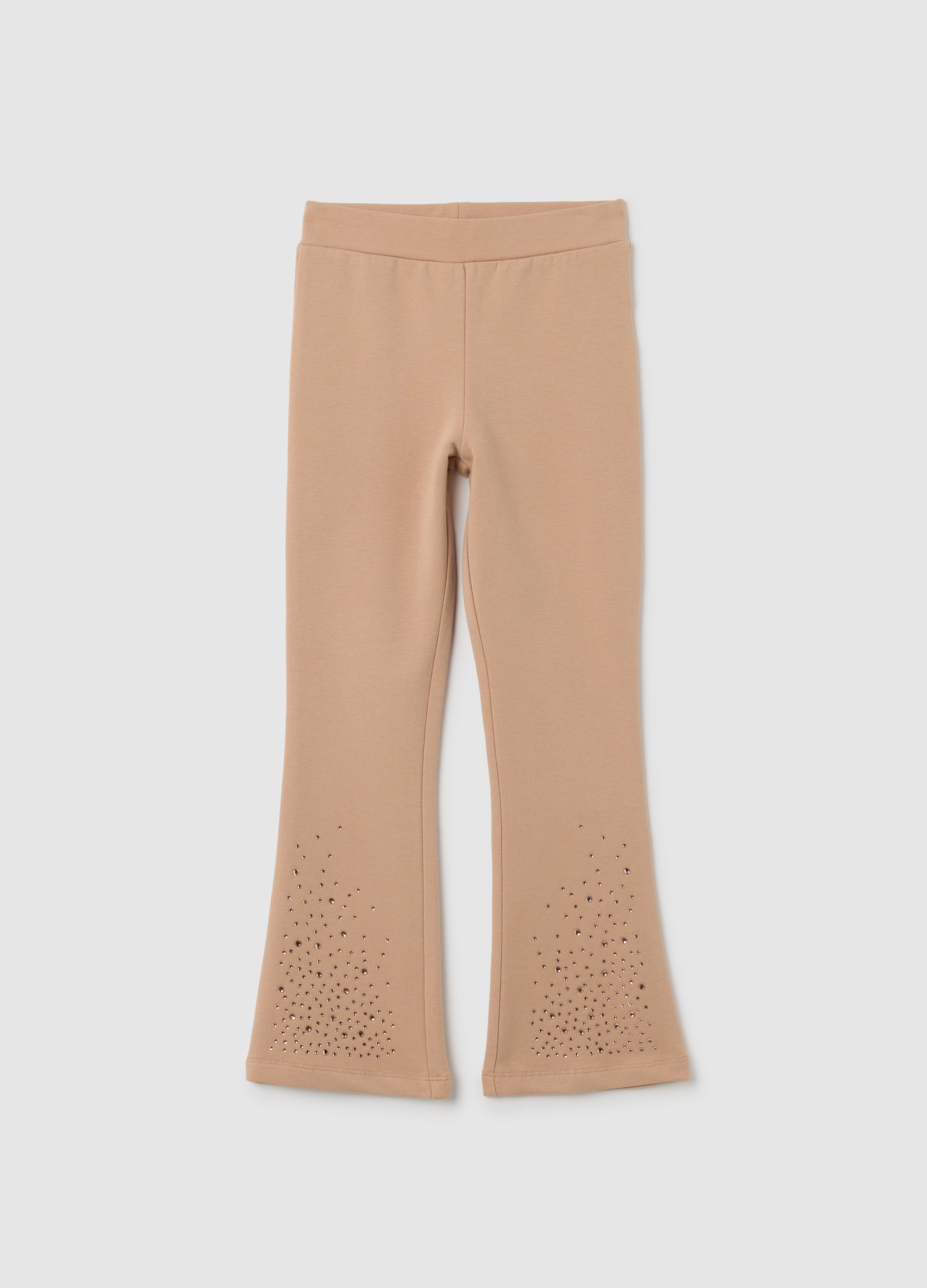 Leggings Da Bambina In Cotone Beige Flare, Niña, Beige Claro, Talla: 9-10