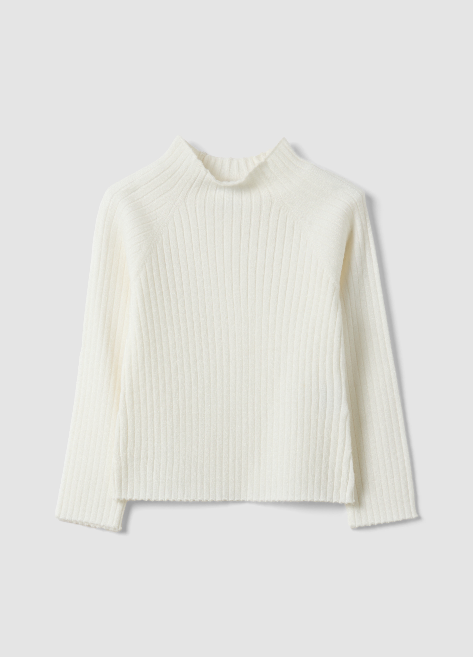 FAGOTTINO, Maglia Bianca In Misto Viscosa A Coste Con Girocollo Regular Fit, Bambina, Bianco, Taglia: 18-24