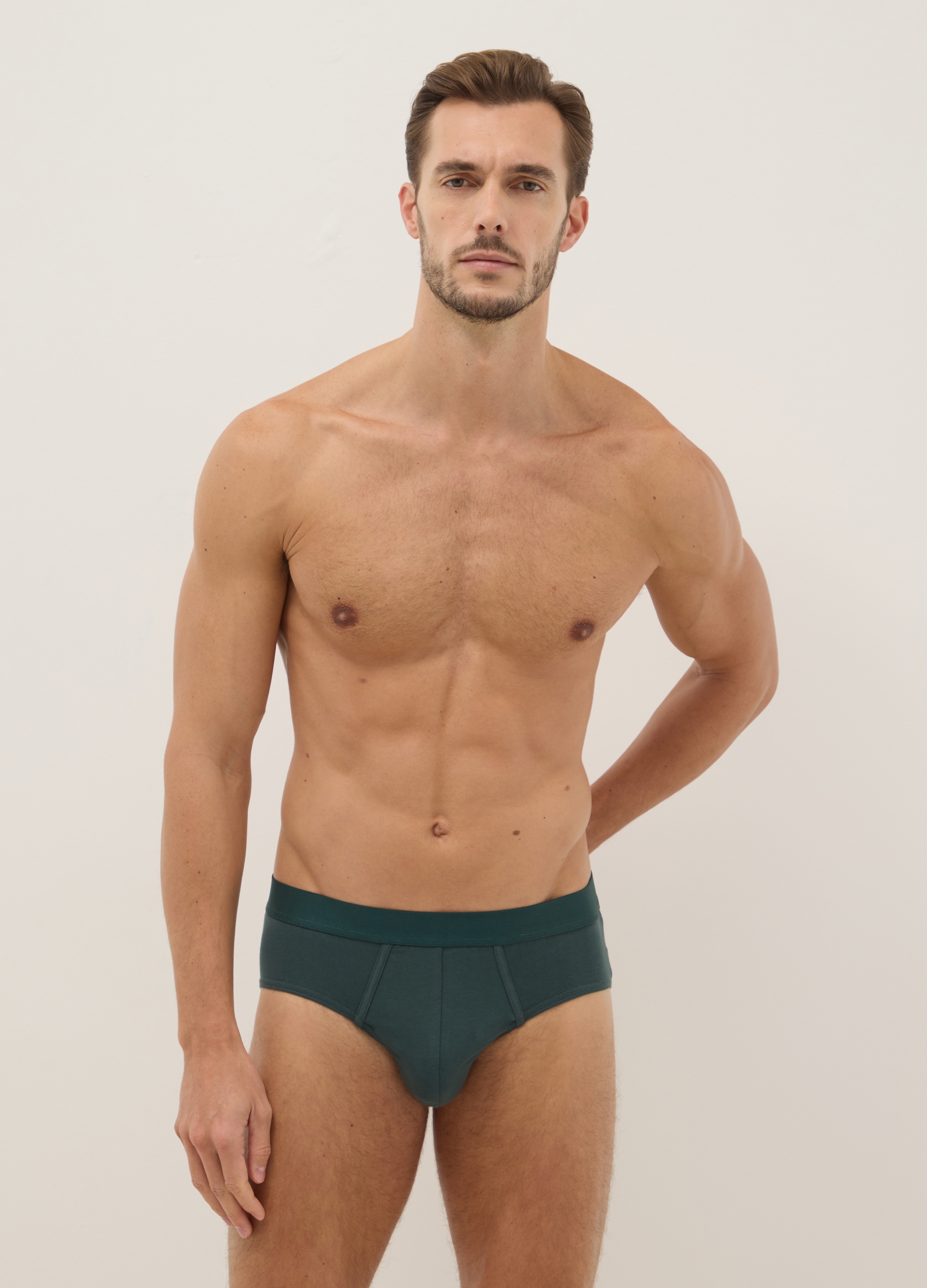 Tripack De Calzoncillos De Algodón Elástico Multicolor Ajuste Regular, Hombre, Verde/Gris, Talla: S