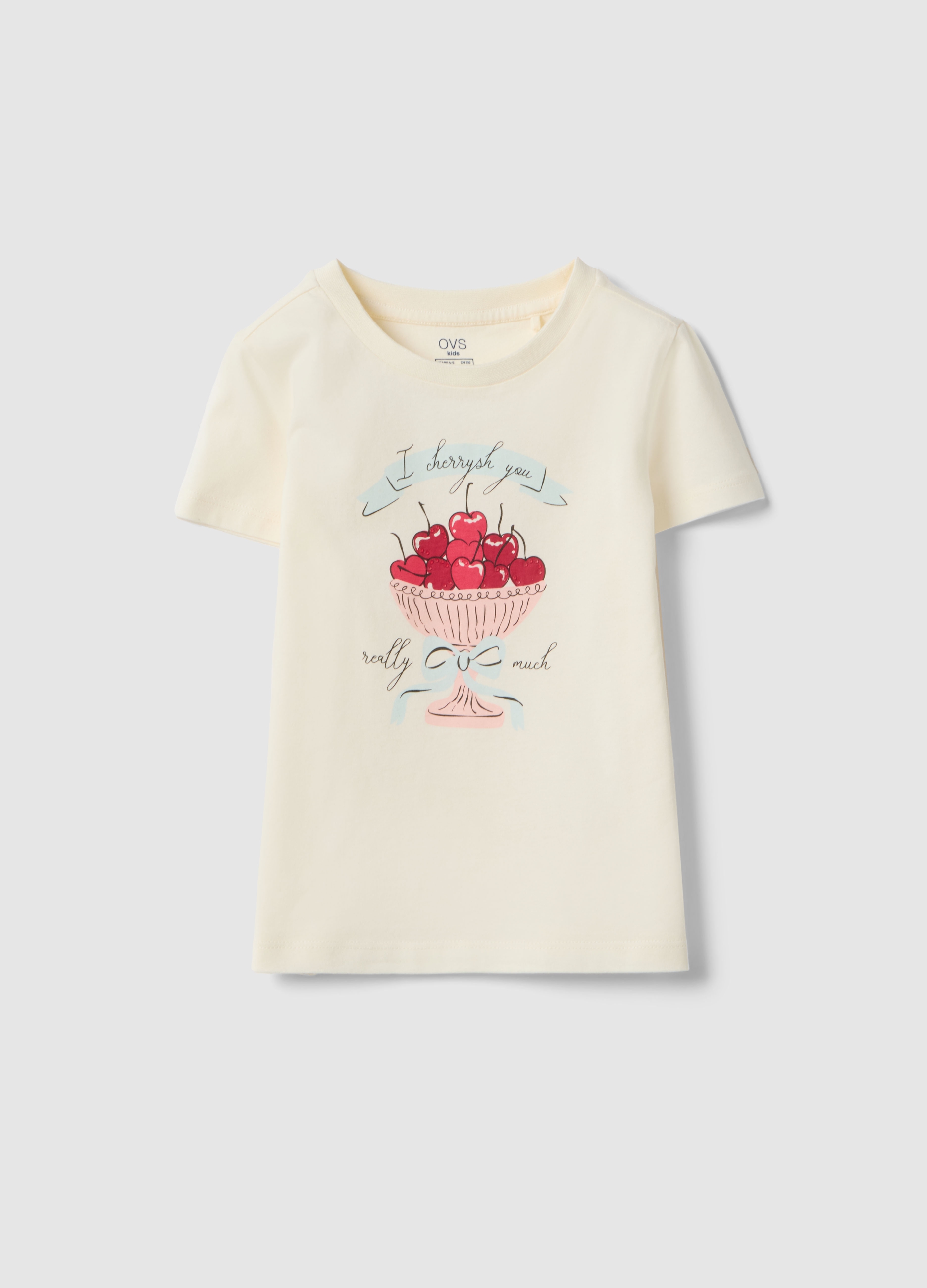 OVS KIDS, Camiseta Beige De Algodón Puro Ajuste Regular Con Estampado Para Niña, Niña, Beige Claro, Talla: 3-4