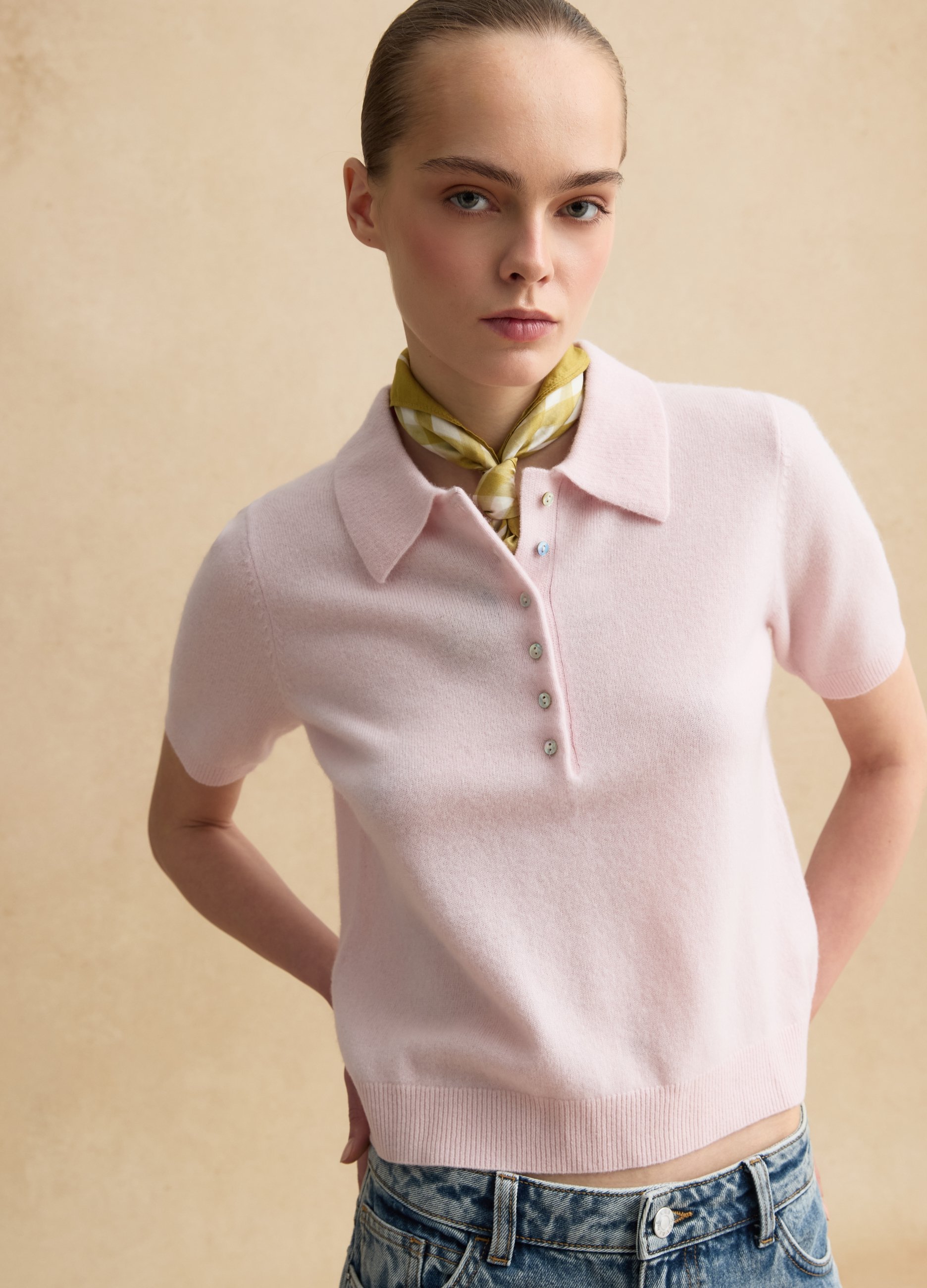 LES COPAINS, Maglione Rosa In Pura Lana Regular Fit Con Collo Polo, Donna, Rosa, Taglia: XS