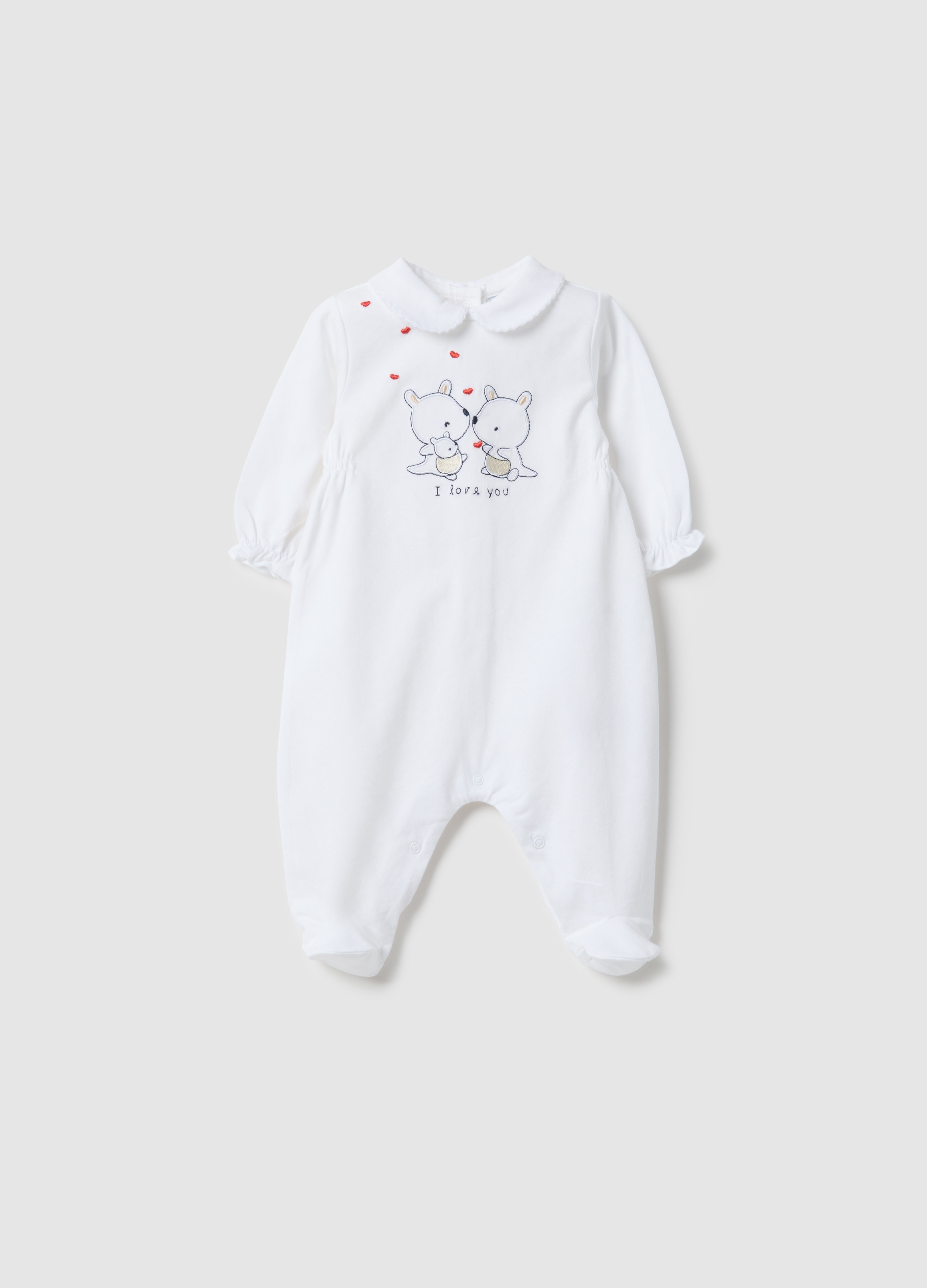 FAGOTTINO, Tutina In Puro Cotone Bianco Da Neonata Con Ricami E Bottoni, Bianco, Taglia: 0-1