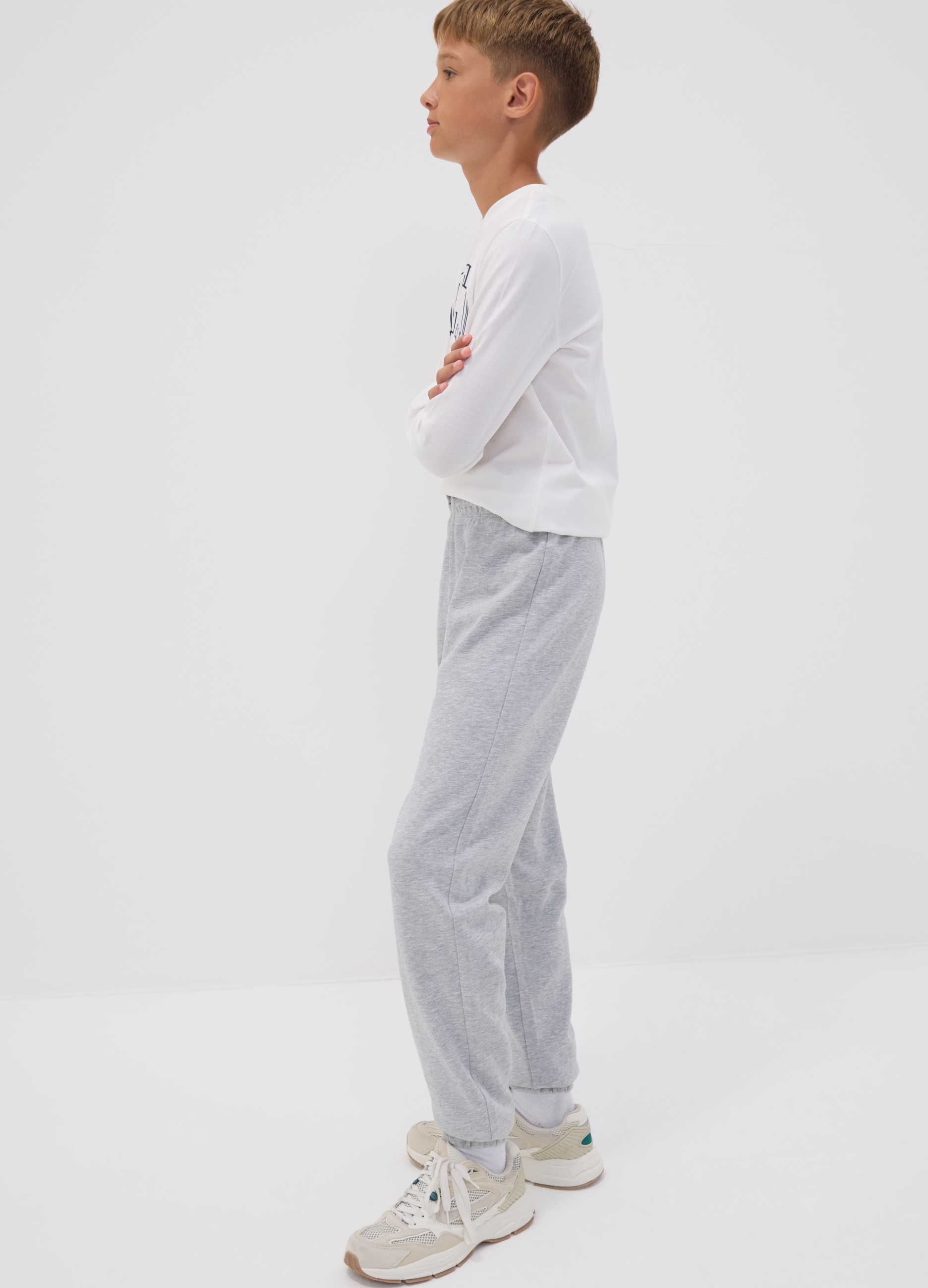 OVS KIDS, Pantaloni Jogger Grigi In Puro Cotone Organico Regular Fit Per Ragazzo, Bambino, Grigio, Taglia: 13-14