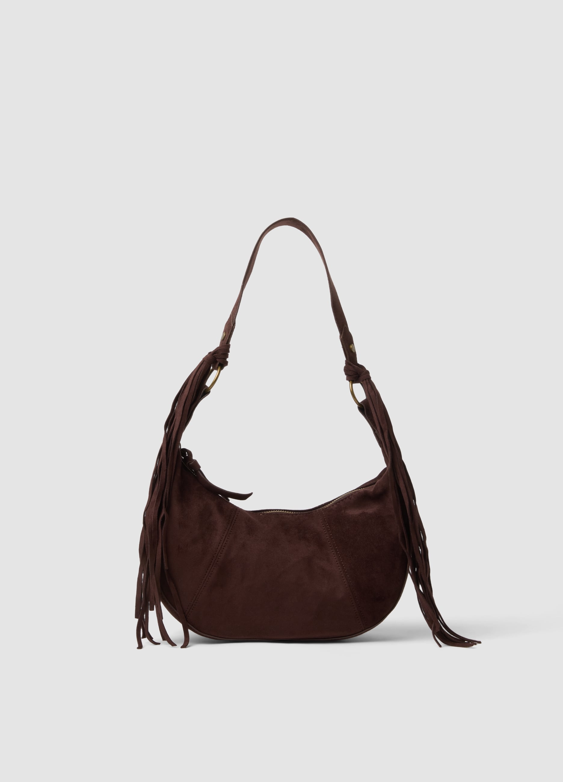 B.ANGEL, Borsa Marrone A Spalla Con Frange, Donna, Marrone, Taglia: ONE SIZE