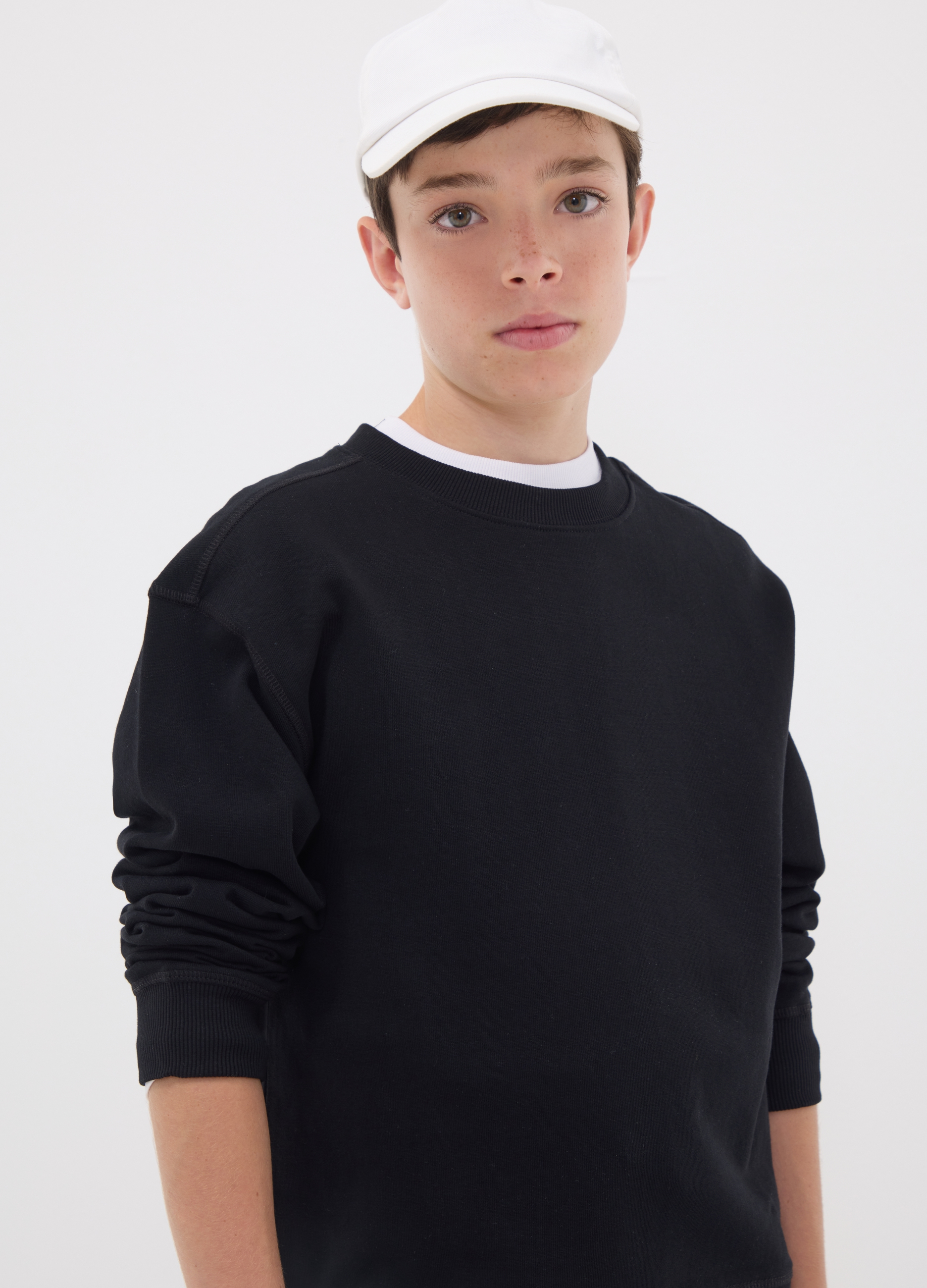 OVS KIDS, Felpa Nera In Puro Cotone A Girocollo Per Ragazzo Relaxed Fit, Bambino, Nero, Taglia: 11-12