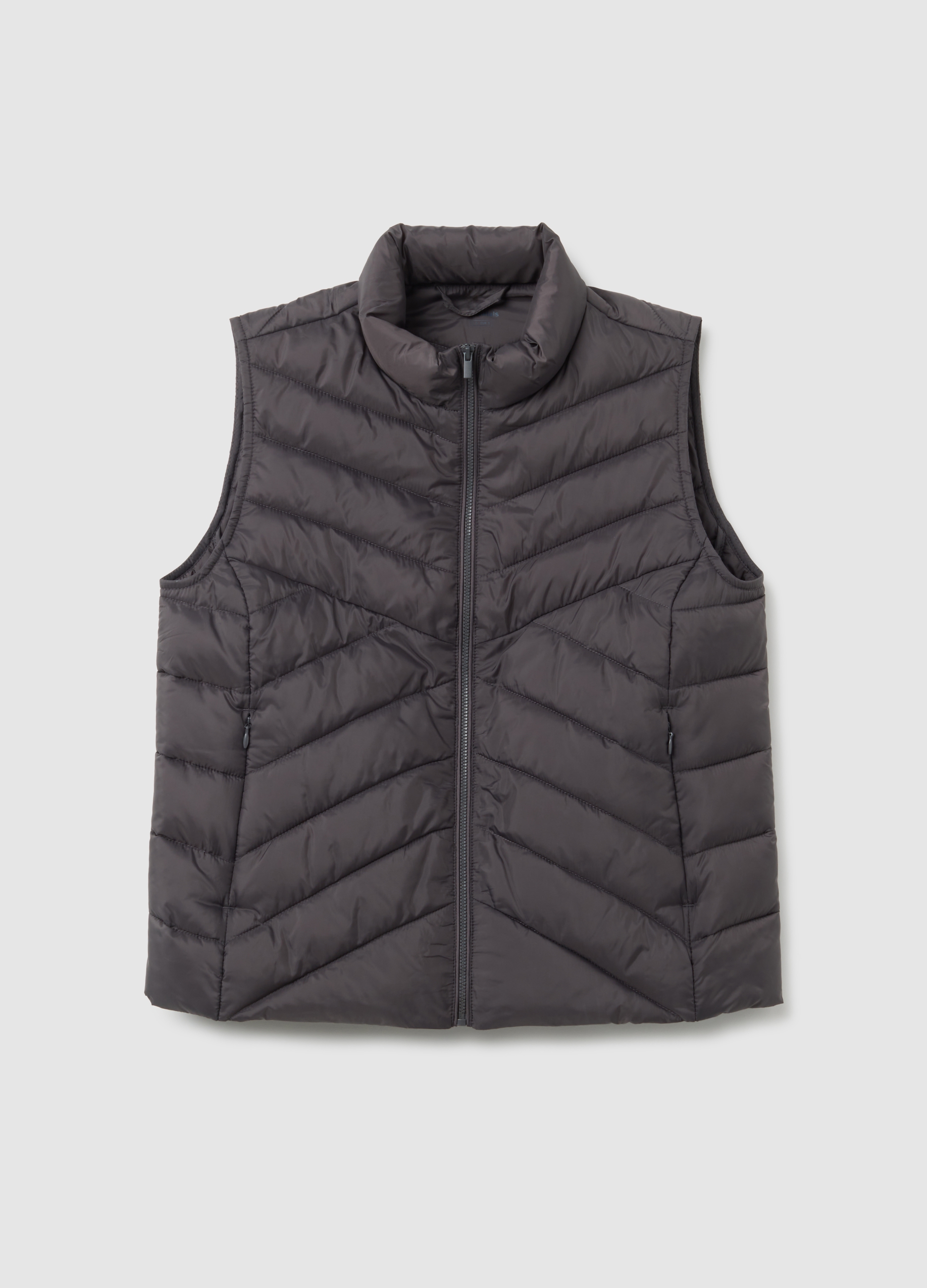 OVS, Chaleco Gris Mezcla Material Corte Regular, Mujer, Gris claro, Talla: S