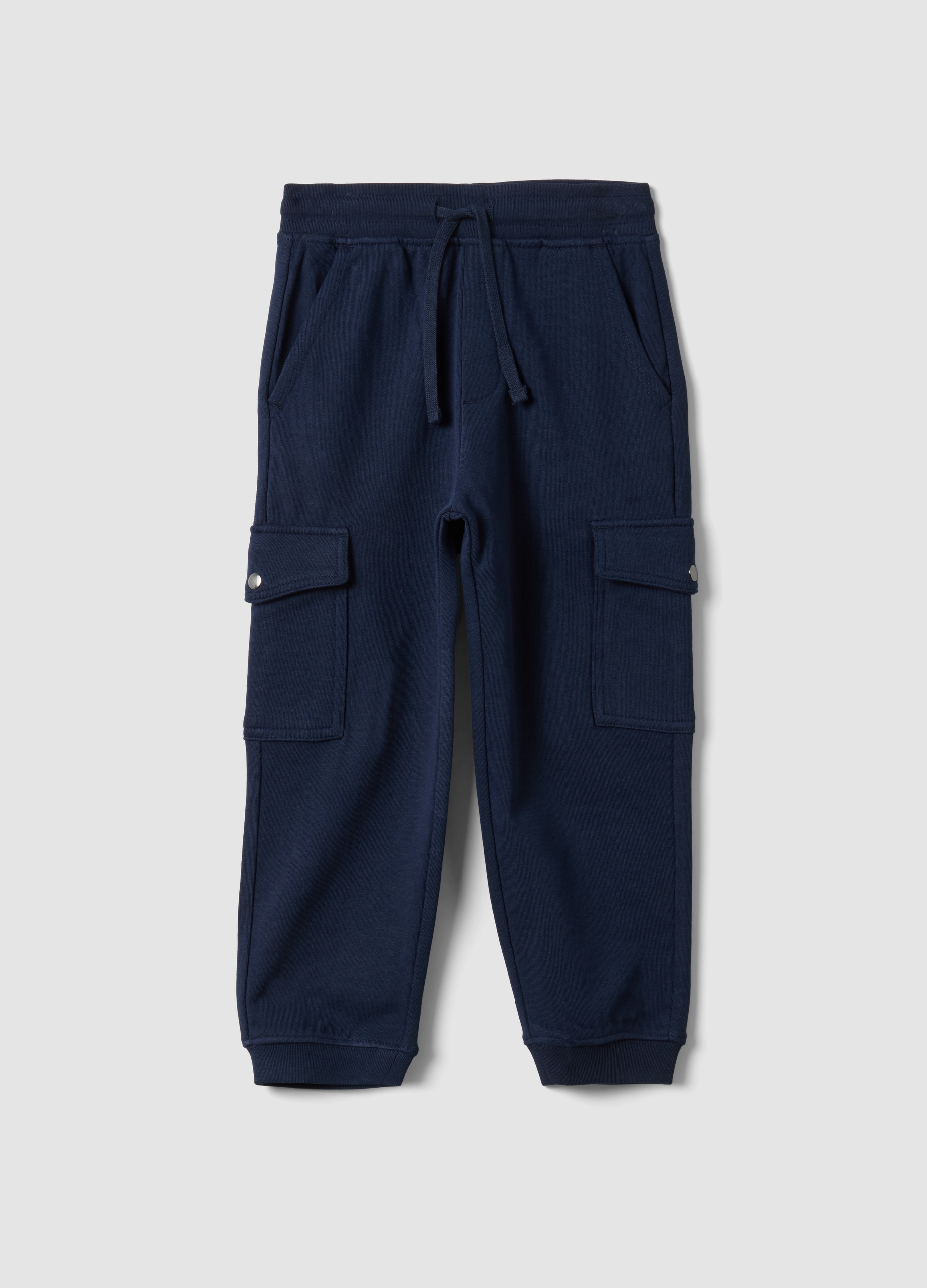 OVS KIDS, Pantaloni Jogger Blu In Misto Cotone Con Tasche Cargo Per Bambino, Blu, Taglia: 8-9