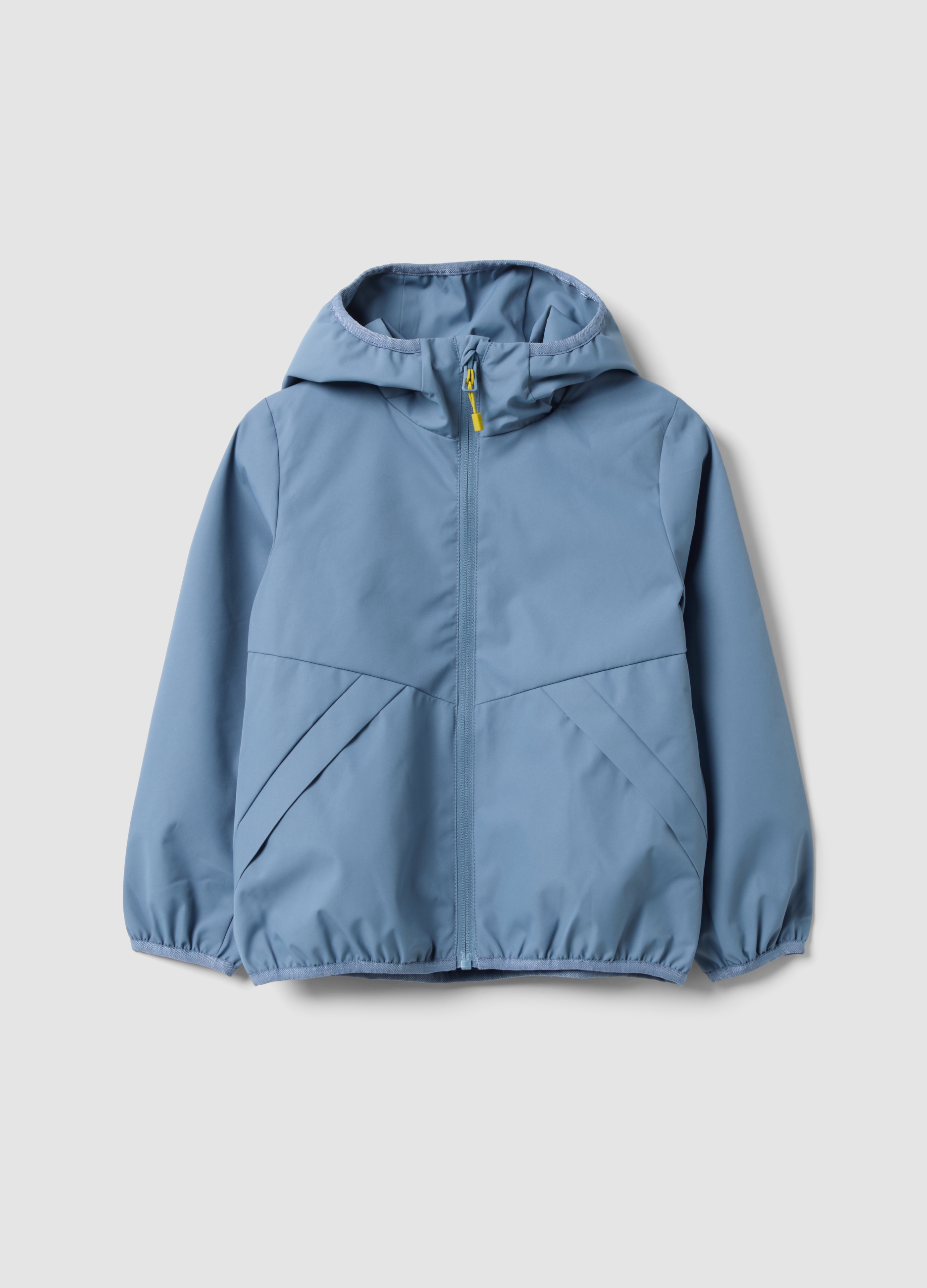 OVS KIDS, Giacca Antipioggia Over Fit Azzurra Con Cappuccio E Zip Per Bambino, Azzurro, Taglia: 9-10