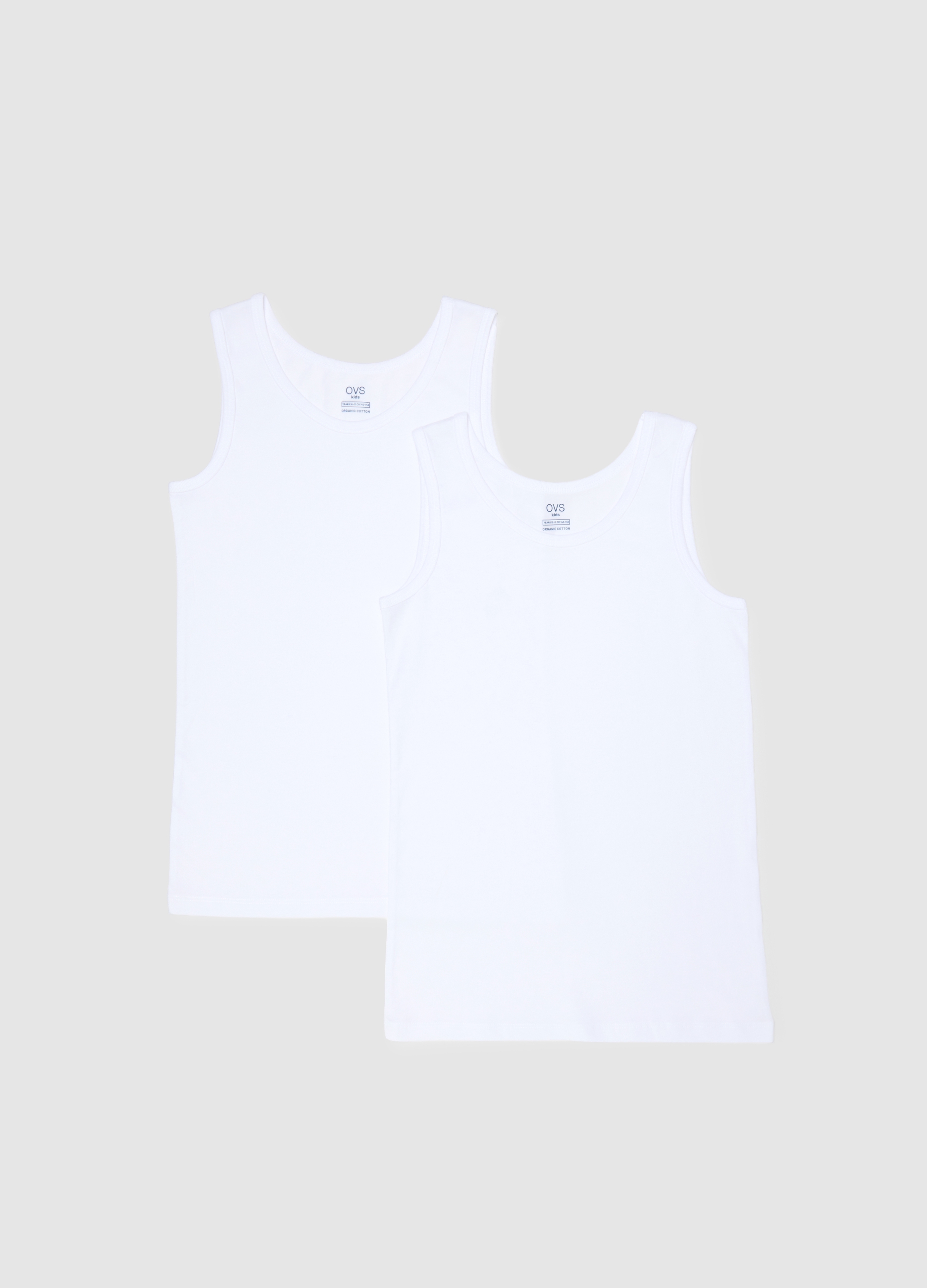 OVS KIDS, Bipack Canotte Bianche Da Ragazzo In Puro Cotone Regular Fit, Unisex, Bianco, Taglia: 14-15