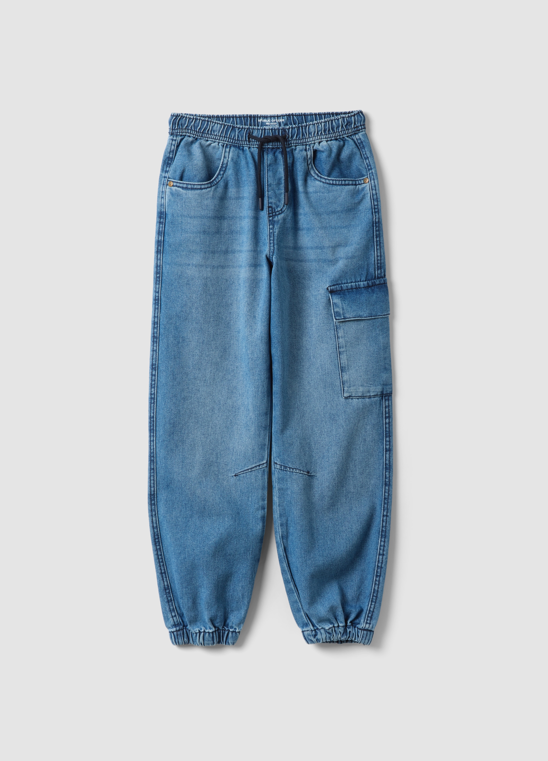 REPUBLIC OF DENIM, Jog Denim Azzurri In Puro Cotone Con Vita Elasticizzata Relaxed Fit, Bambino, Azzurro, Taglia: 10-11