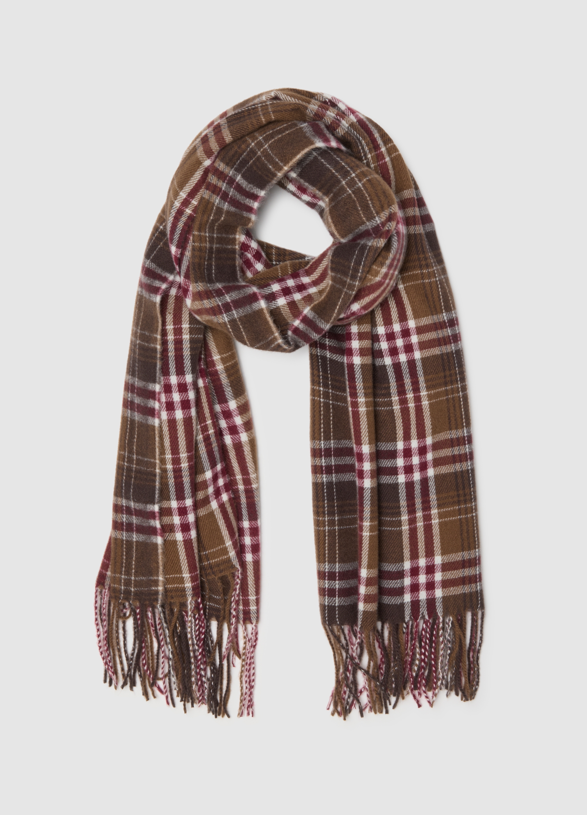 OVS, Sciarpa Multicolor A Quadri Con Frange, Donna, Multicolor, Taglia: ONE SIZE