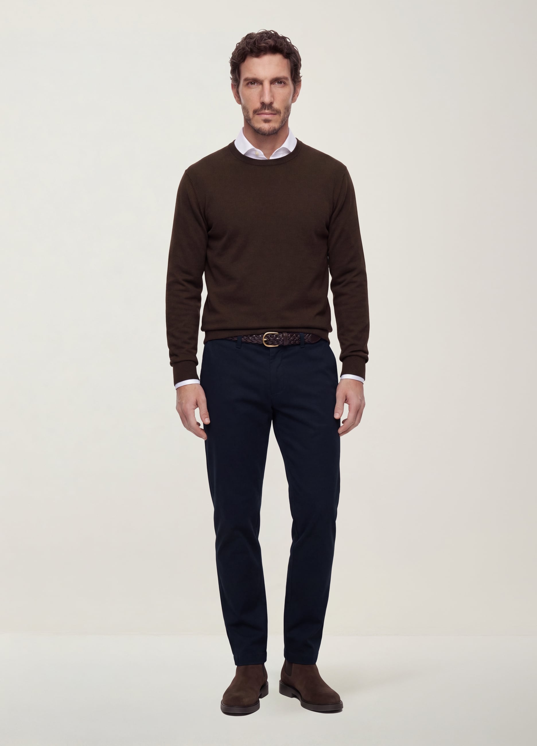 OVS, Maglia Girocollo Marrone In Misto Viscosa Regular Fit, Uomo, Marrone, Taglia: M