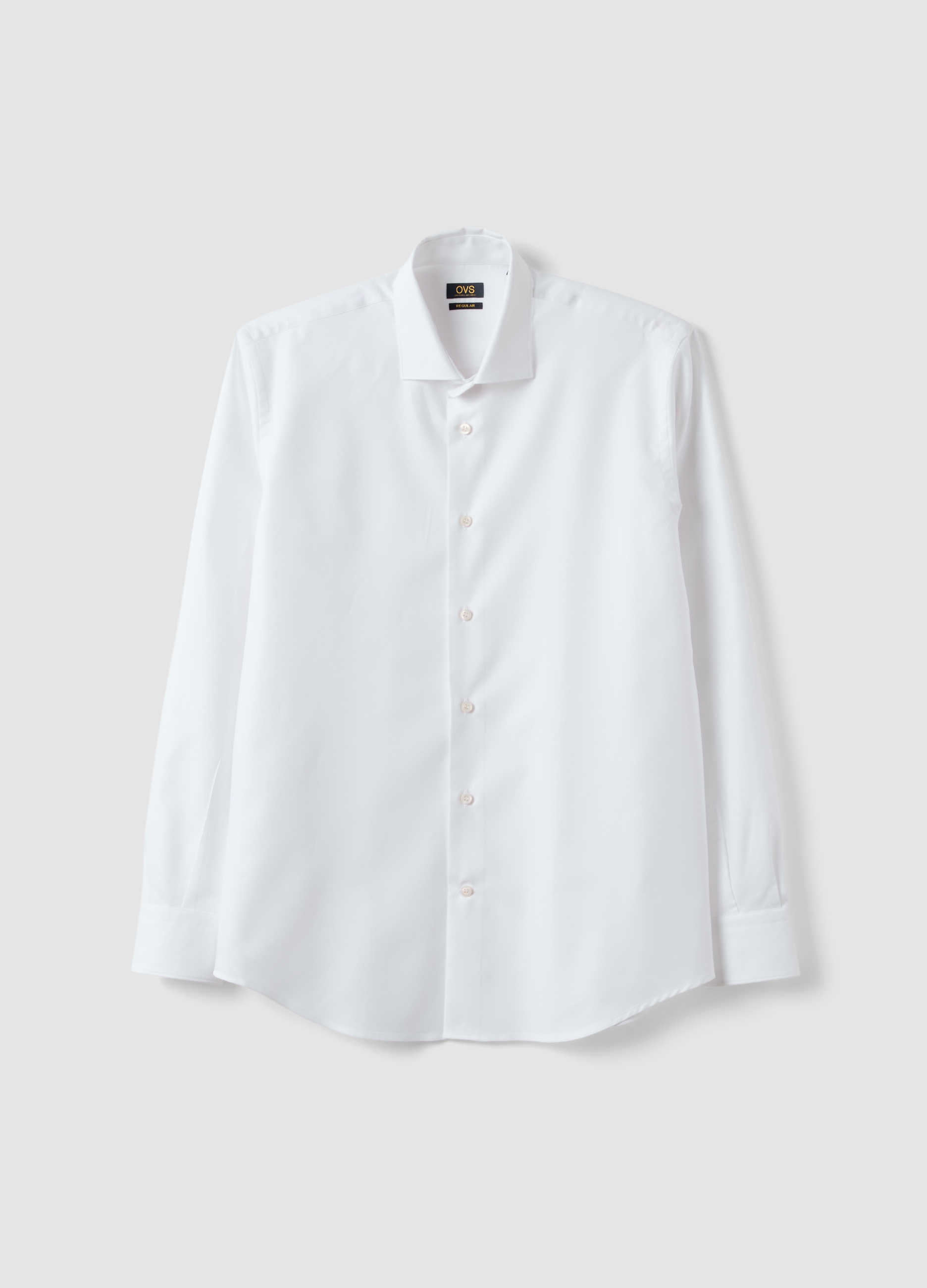 OVS, Camicia Bianca In Puro Compact Cotton Con Collo Classico Regular Fit, Uomo, Bianco, Taglia: 45