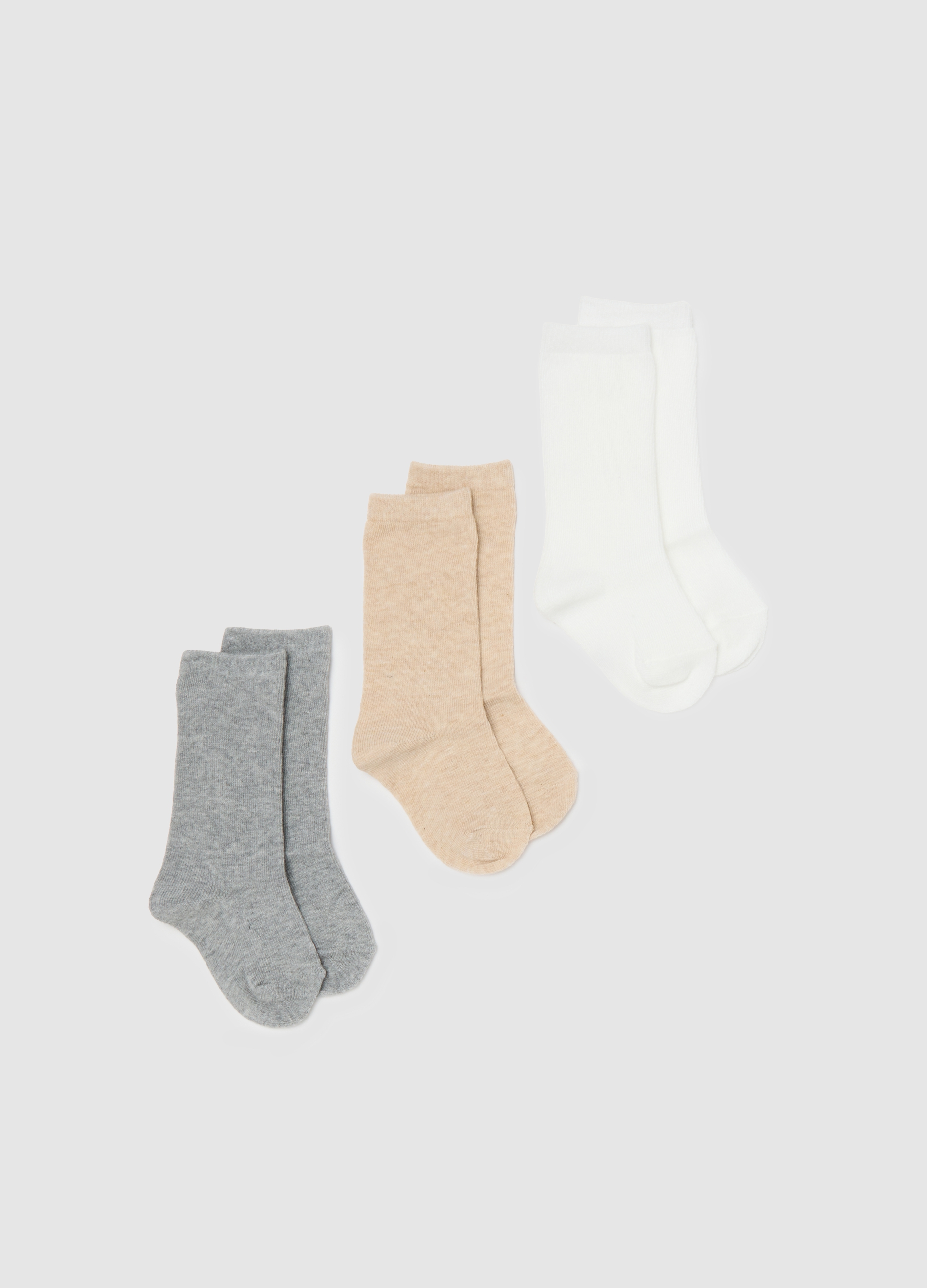 Tripack Calze Lunghe Da Neonata In Misto Cotone Multicolor, Niña, Beige/Gris, Talla: 24-30