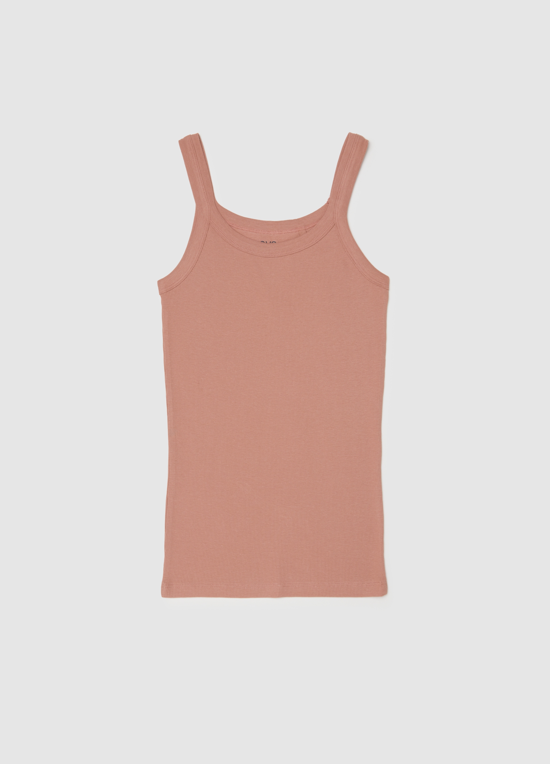 Camiseta Sin Mangas Rosa De Algodón Puro Corte Regular, Mujer, Rosa pastel, Talla: M